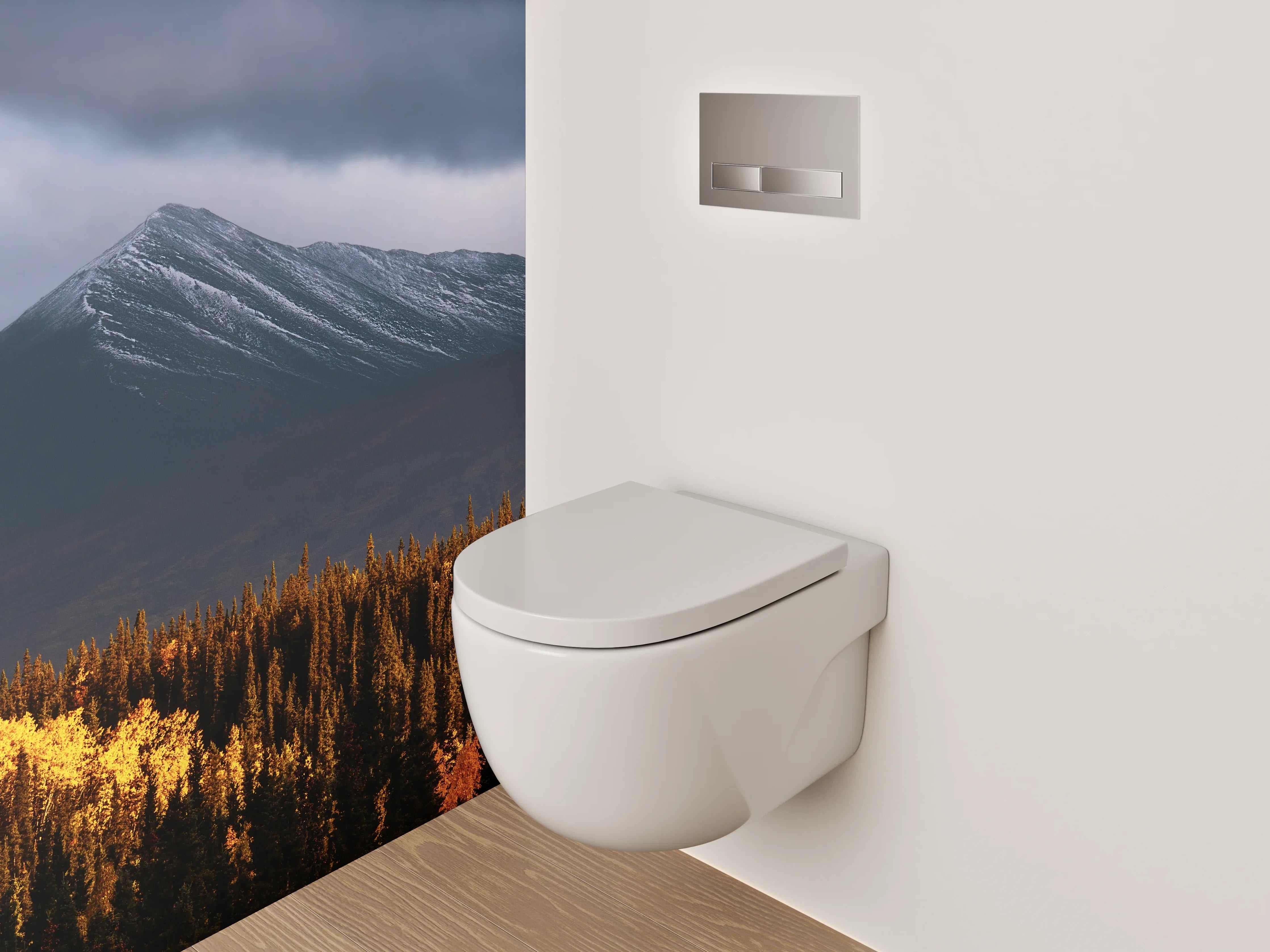 WC-Rückwand - Grauschimmer über hellen Gipfeln