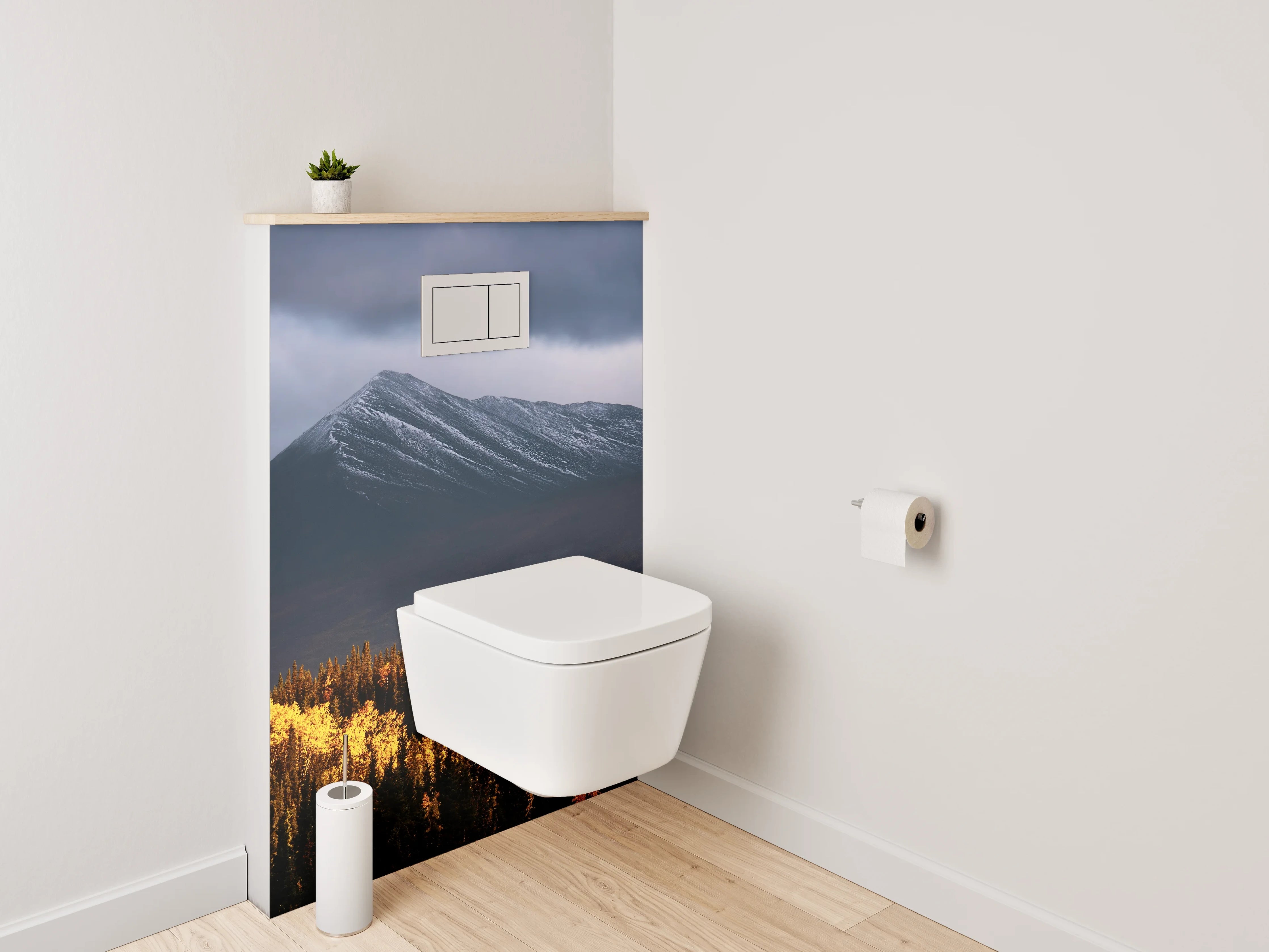 WC-Rückwand - Grauschimmer über hellen Gipfeln