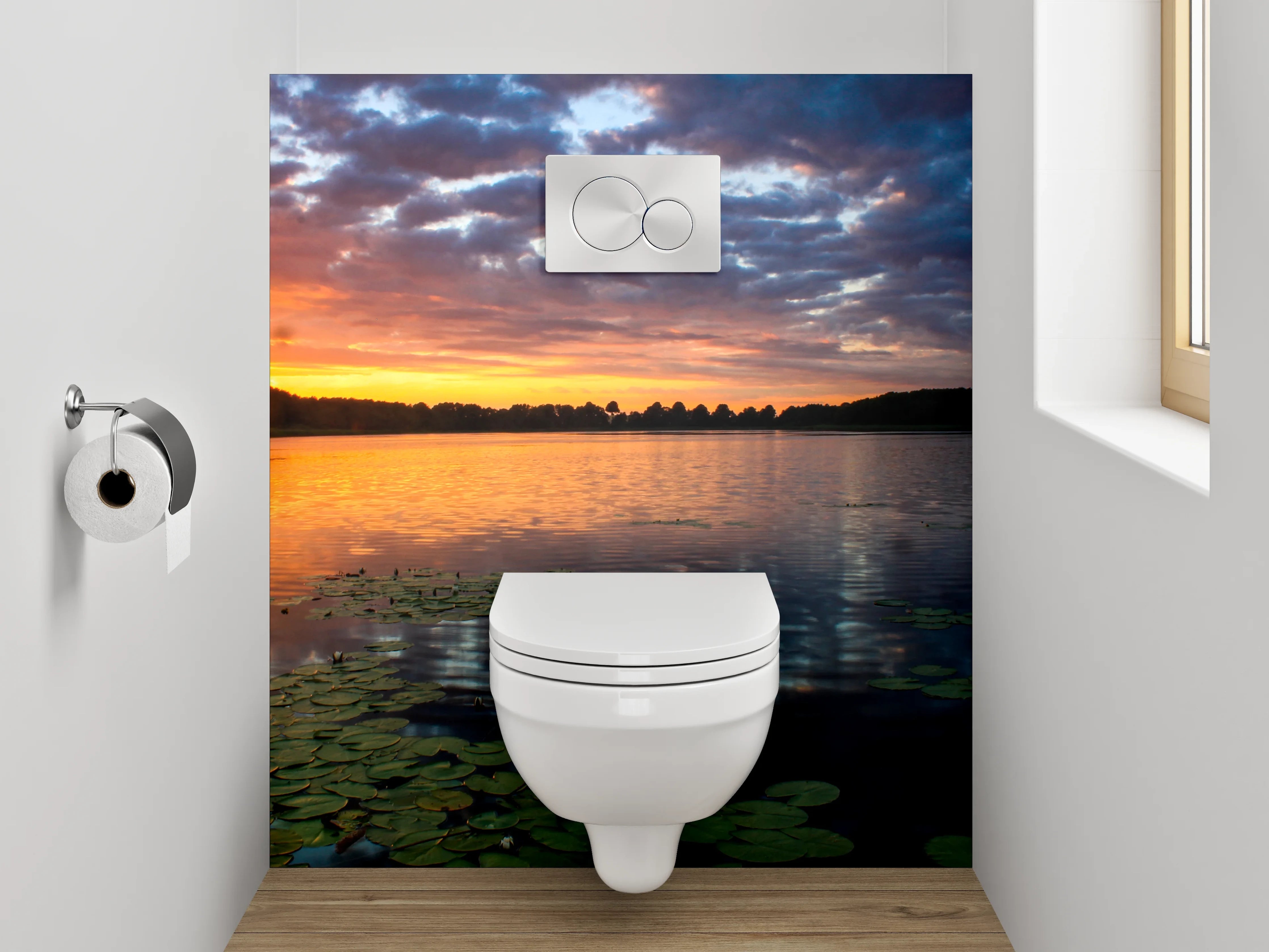 WC-Rückwand - Grauschimmer über stiller Weiße