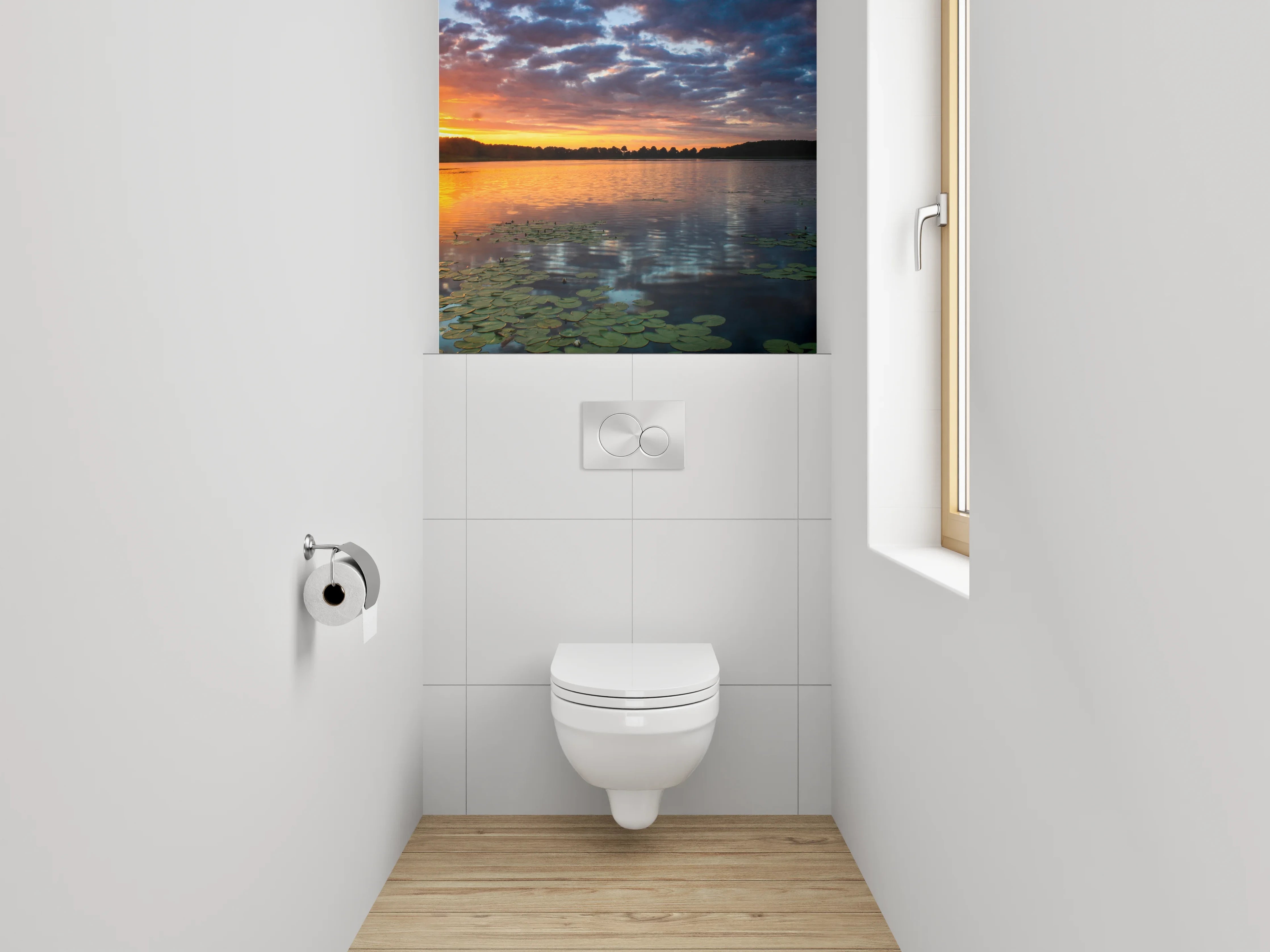 WC-Rückwand - Grauschimmer über stiller Weiße