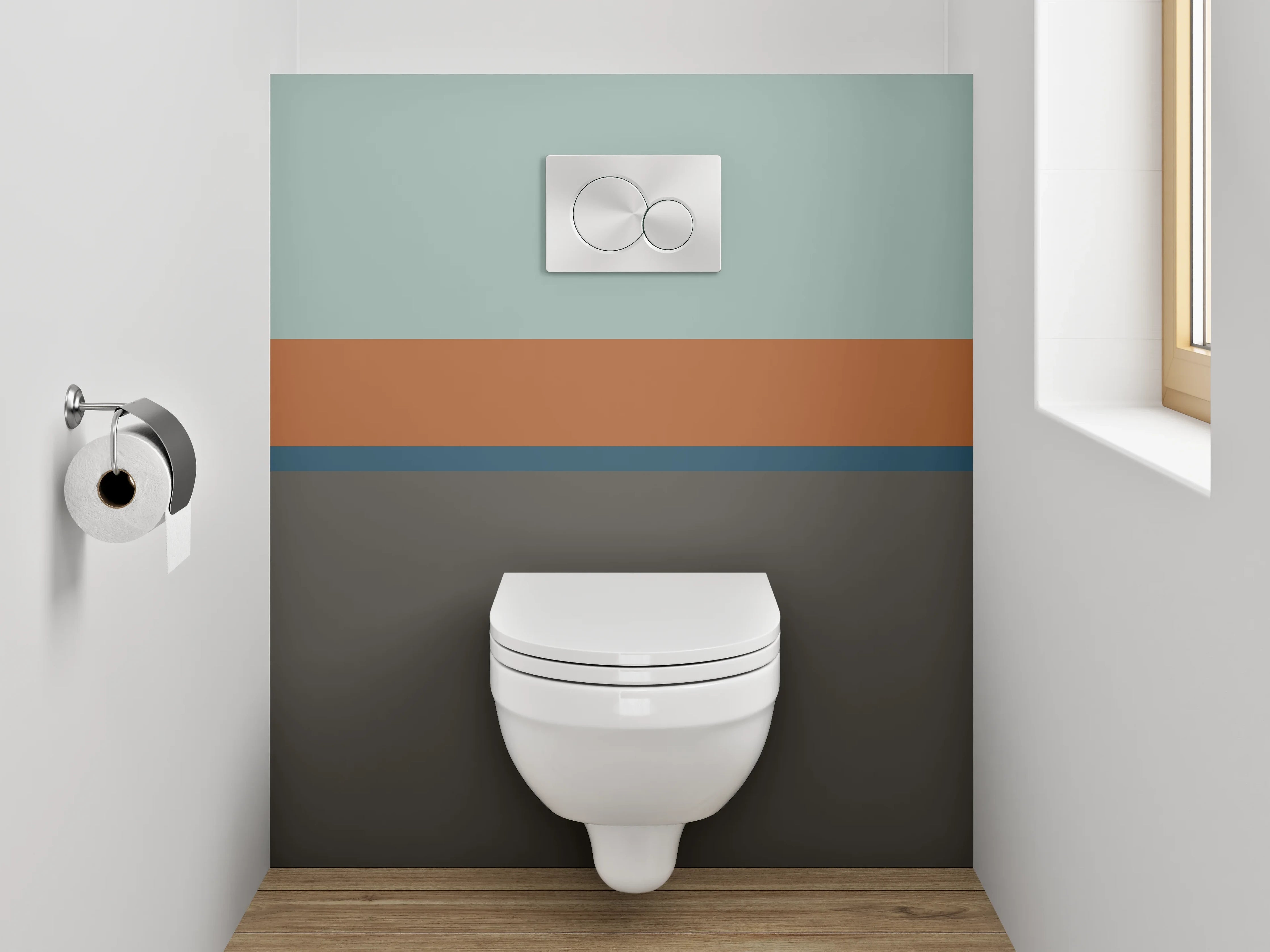 WC-Rückwand - Grauschimmernde Linienkunst auf Weiß