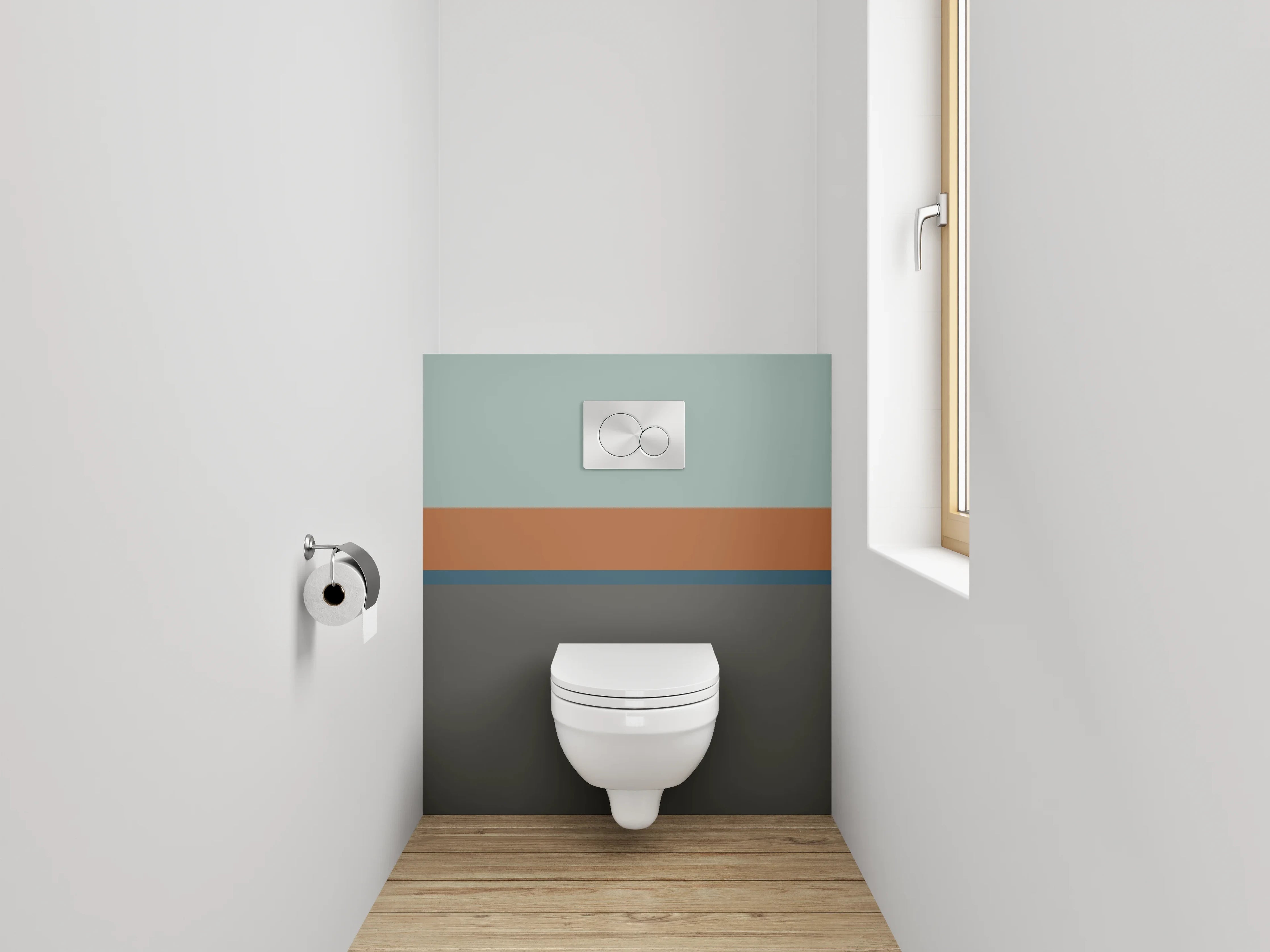 WC-Rückwand - Grauschimmernde Linienkunst auf Weiß
