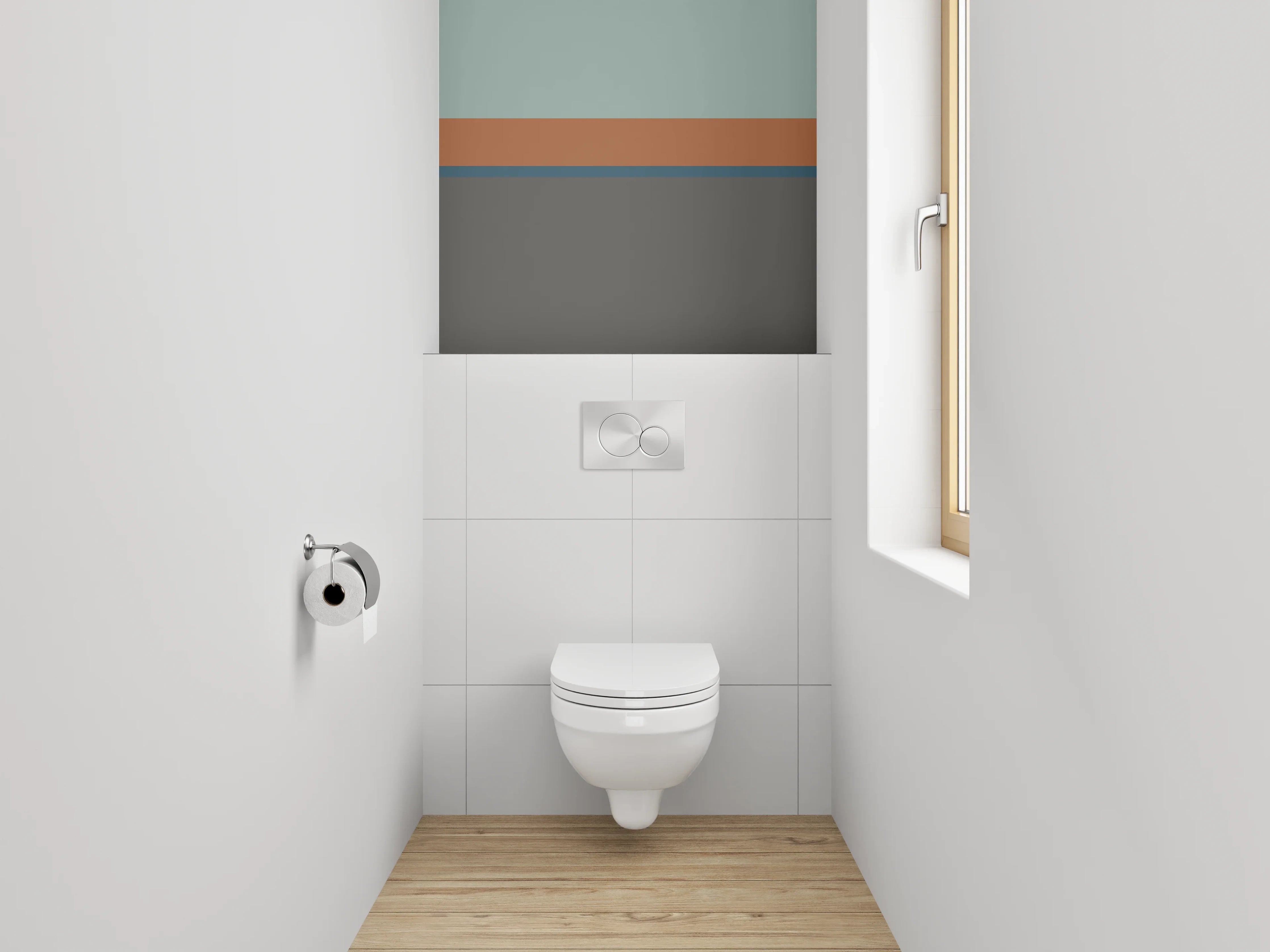 WC-Rückwand - Grauschimmernde Linienkunst auf Weiß