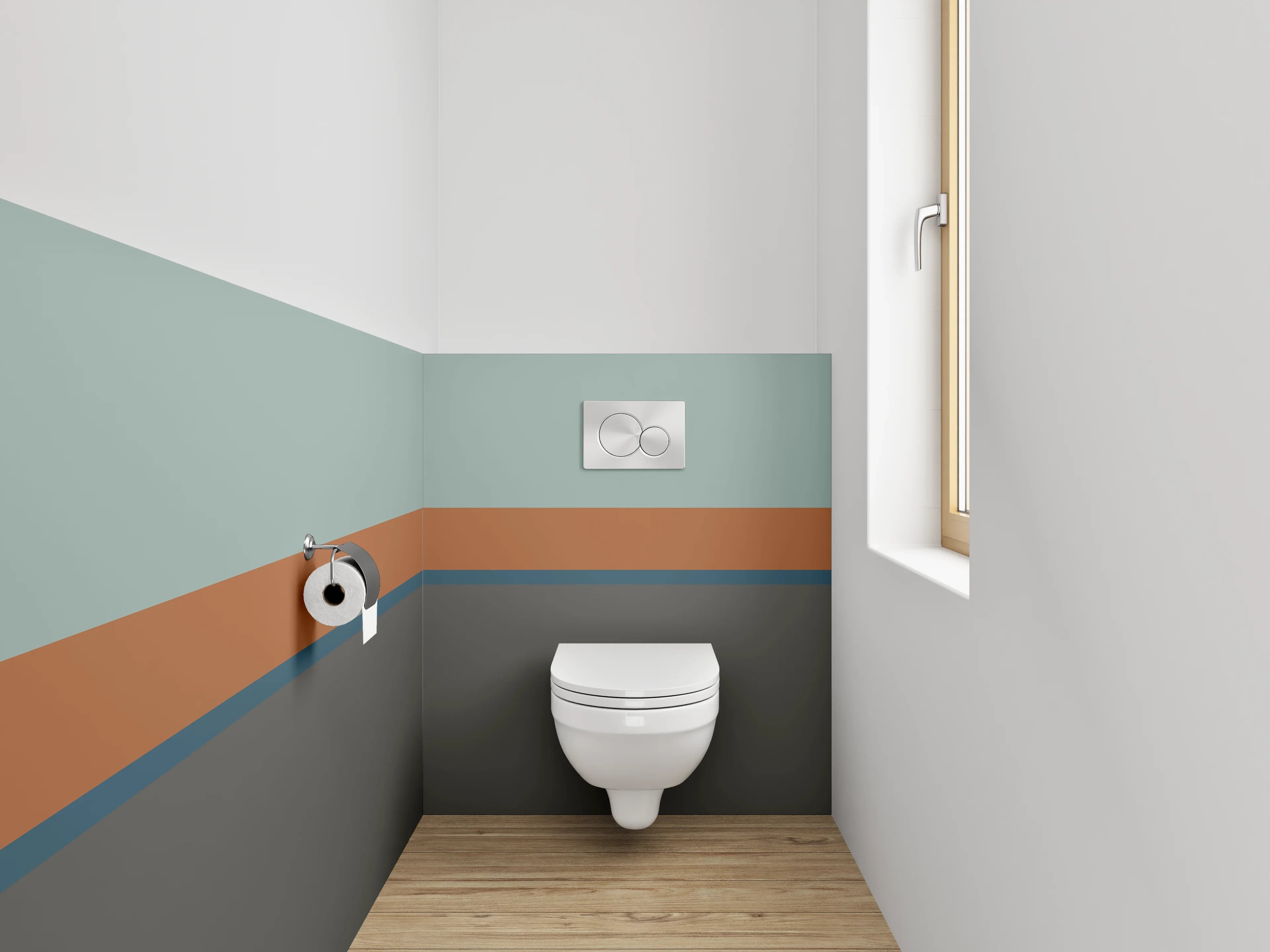 WC-Rückwand - Grauschimmernde Linienkunst auf Weiß