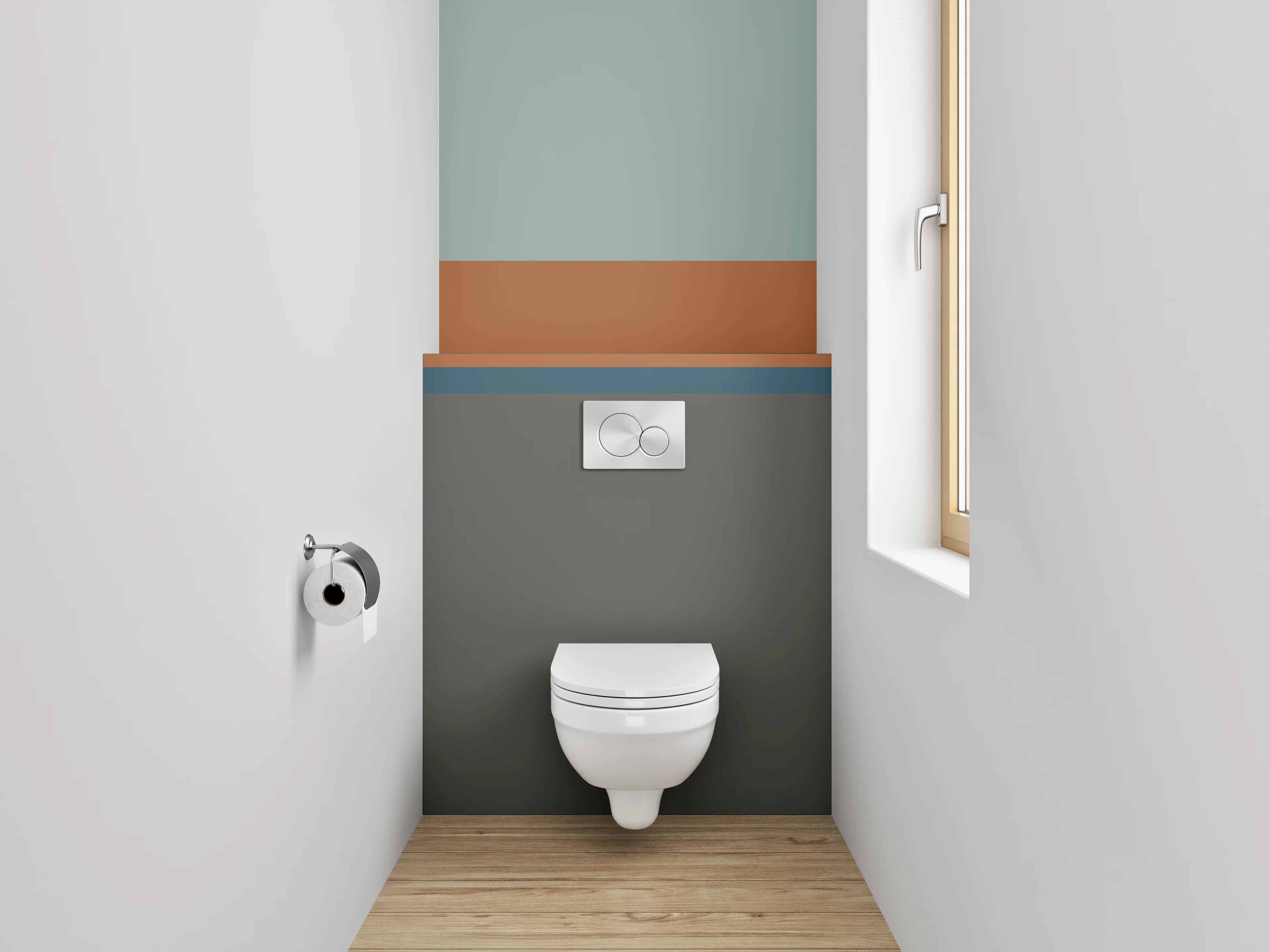 WC-Rückwand - Grauschimmernde Linienkunst auf Weiß
