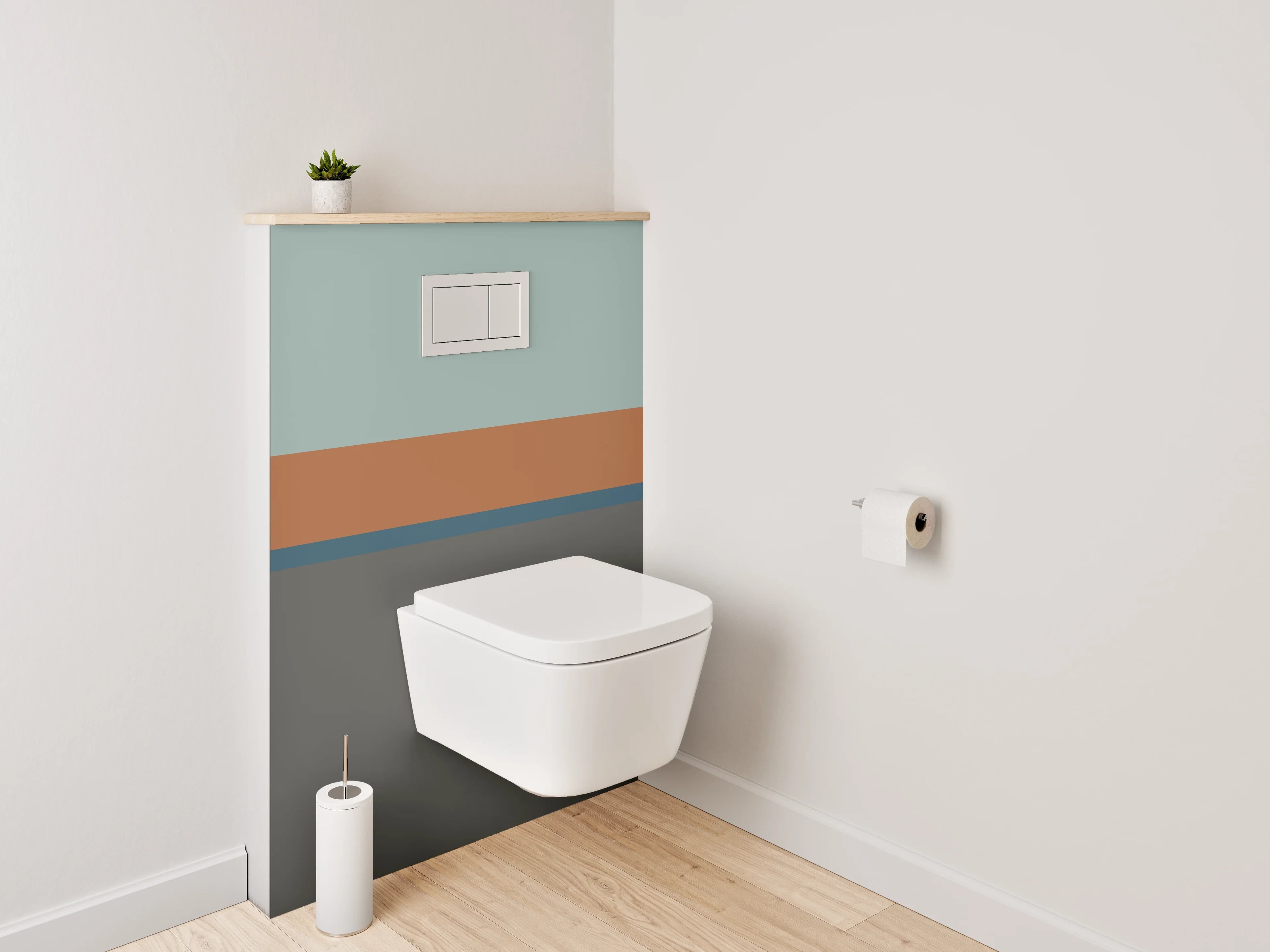 WC-Rückwand - Grauschimmernde Linienkunst auf Weiß