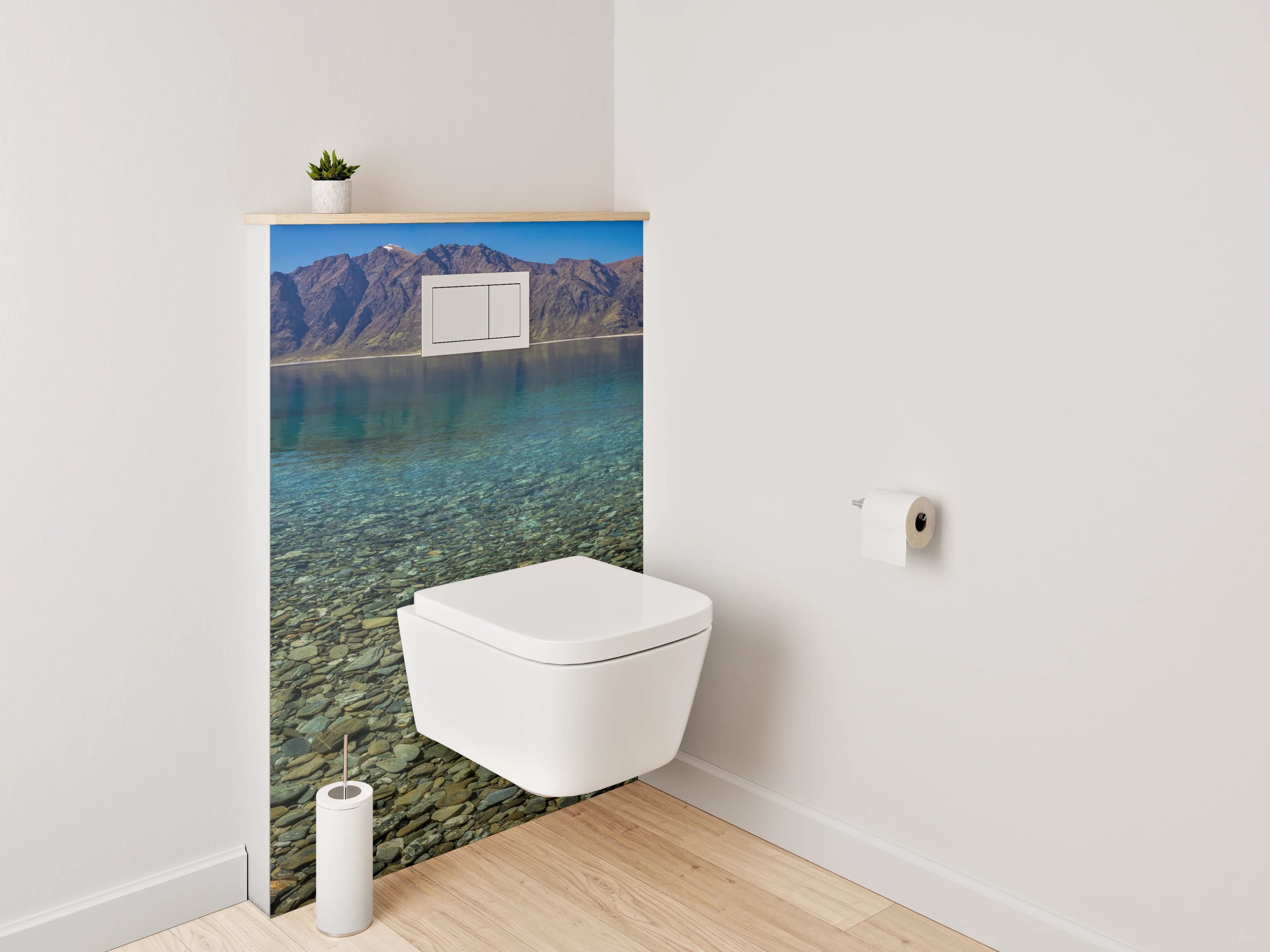 WC-Rückwand - Grauschimmernde Stille am Bergsee