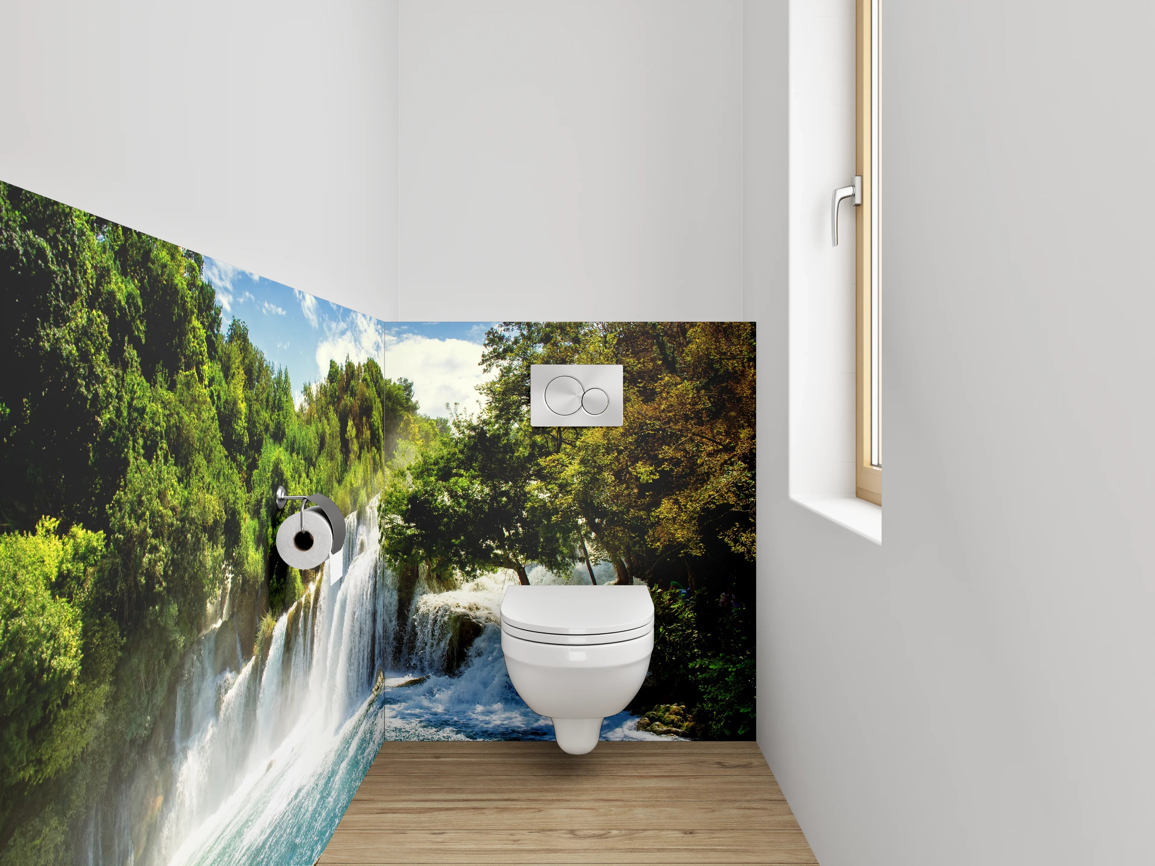 WC-Rückwand - Grauschimmernde Wasserklänge im Weiß