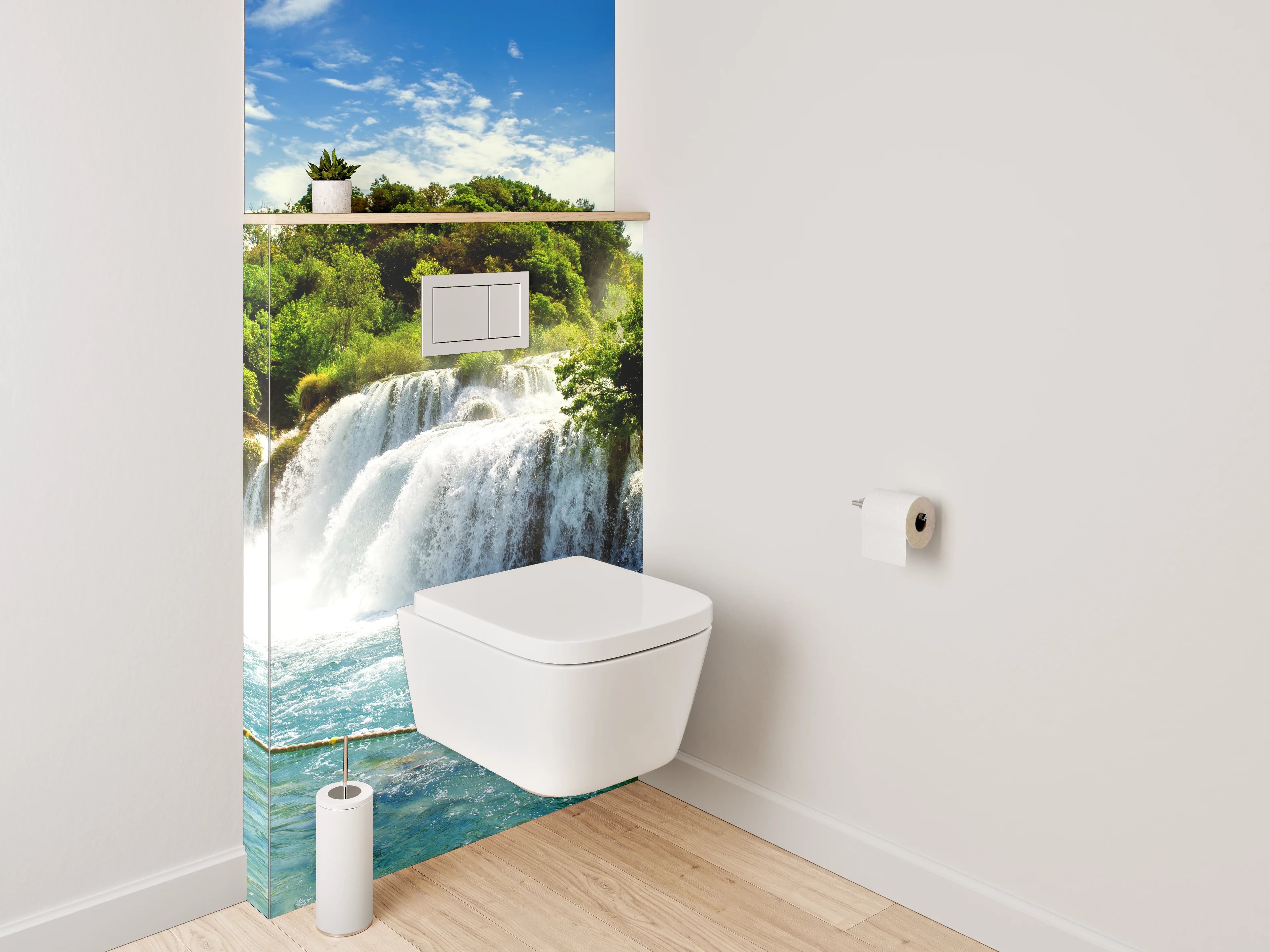 WC-Rückwand - Grauschimmernde Wasserklänge im Weiß