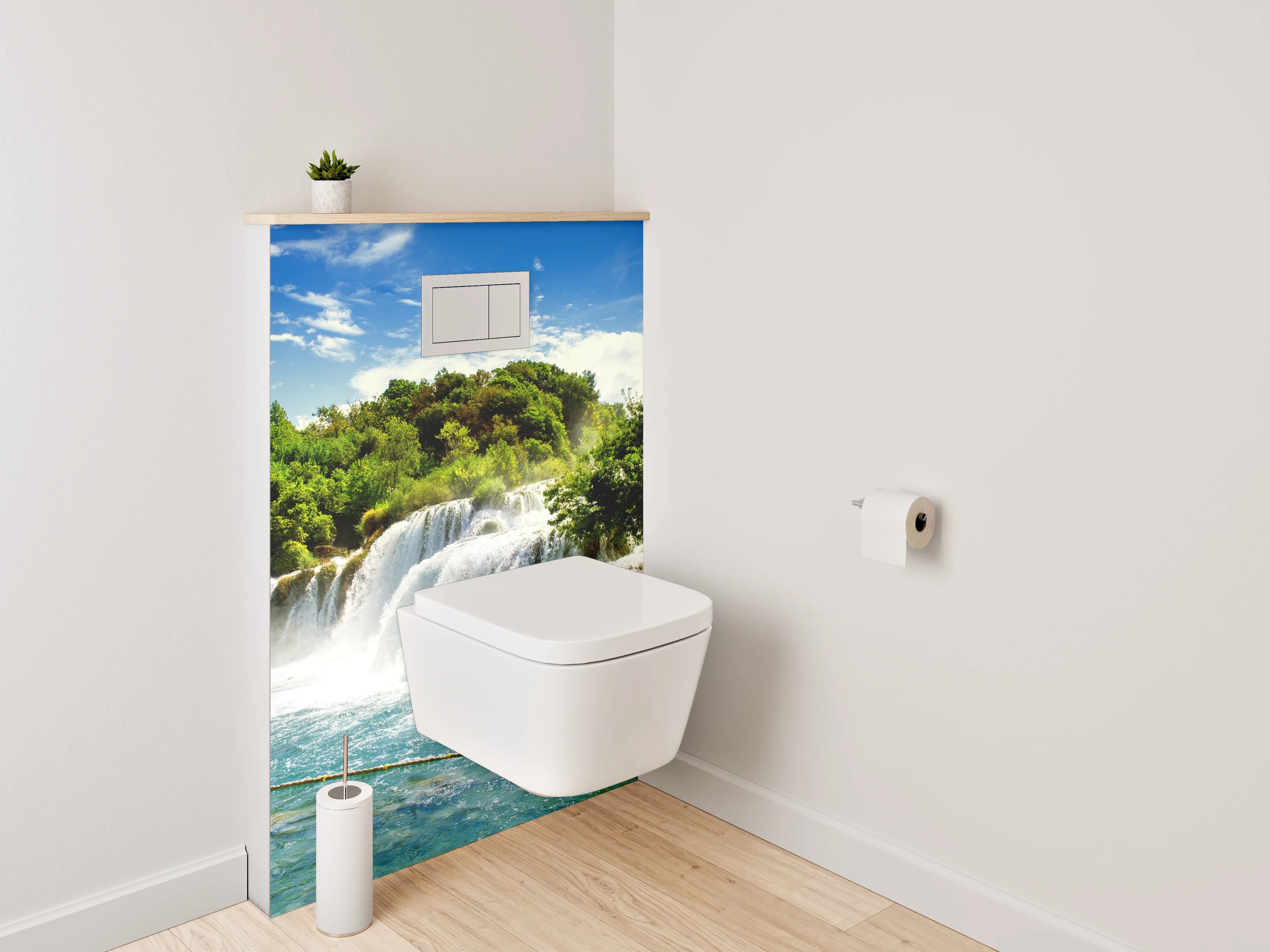 WC-Rückwand - Grauschimmernde Wasserklänge im Weiß