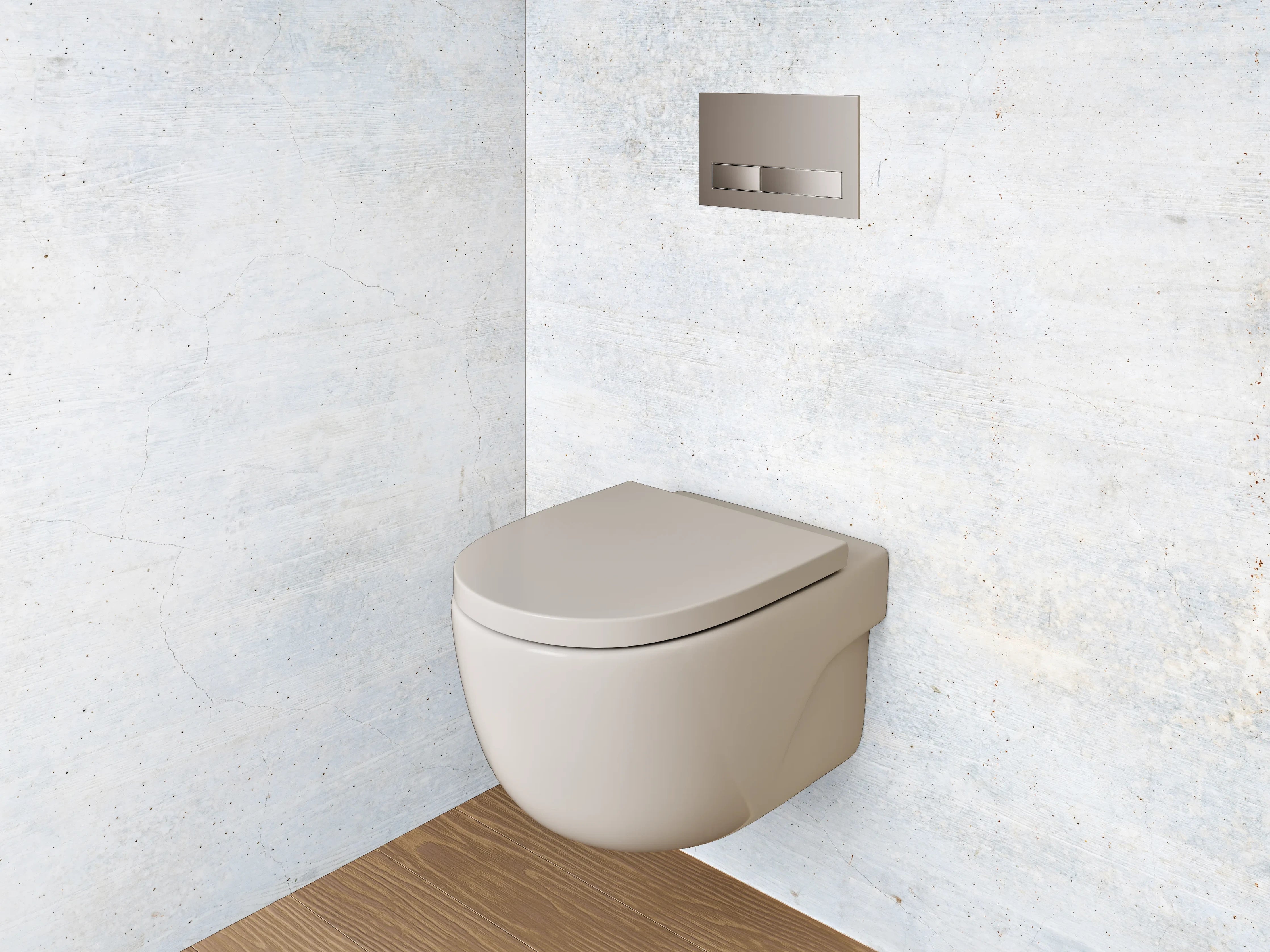 WC-Rückwand - Grauschimmernde Weißbeton-Ästhetik