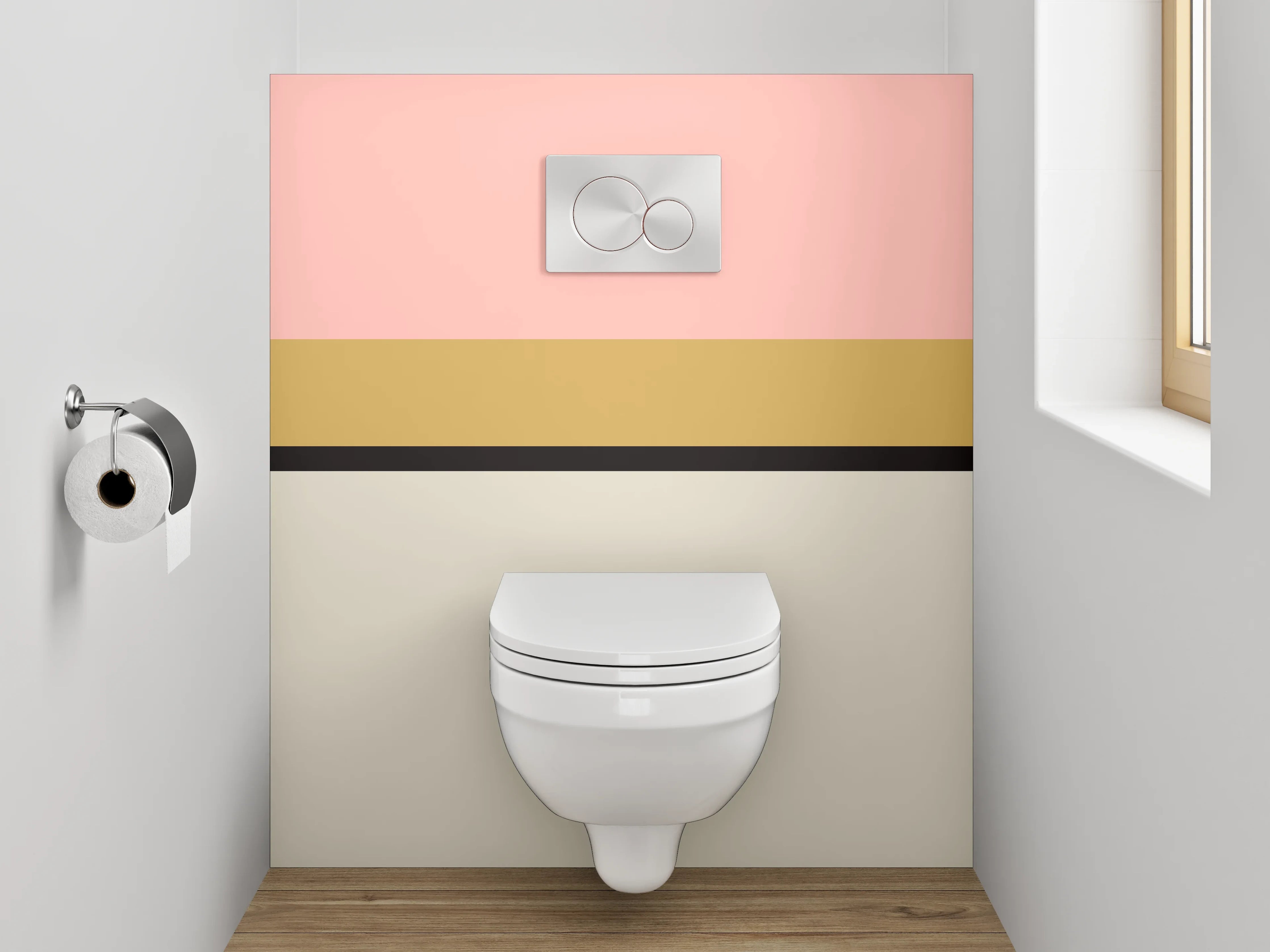 WC-Rückwand - Grauschimmernde Weißflächen-Komposition