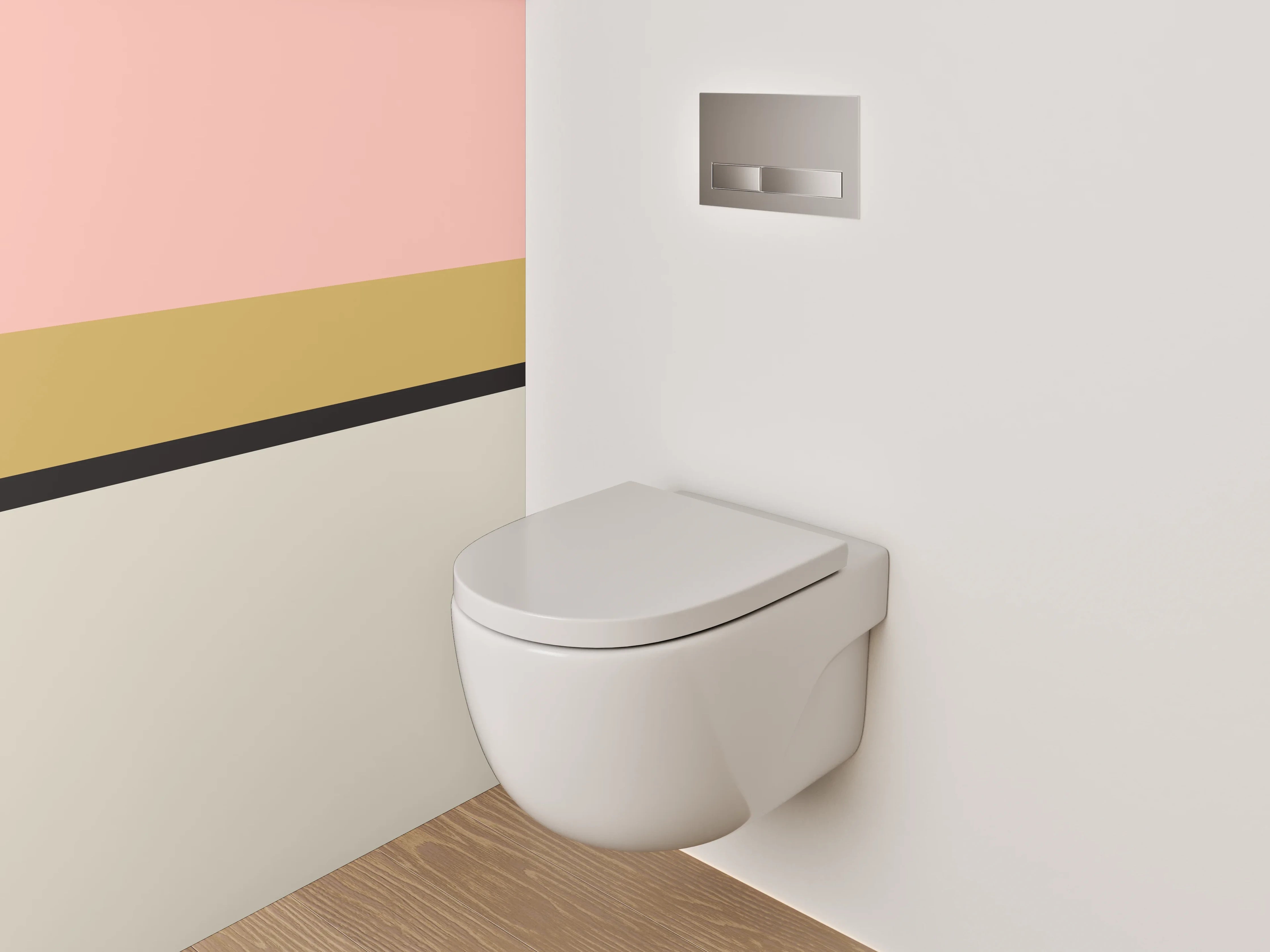 WC-Rückwand - Grauschimmernde Weißflächen-Komposition