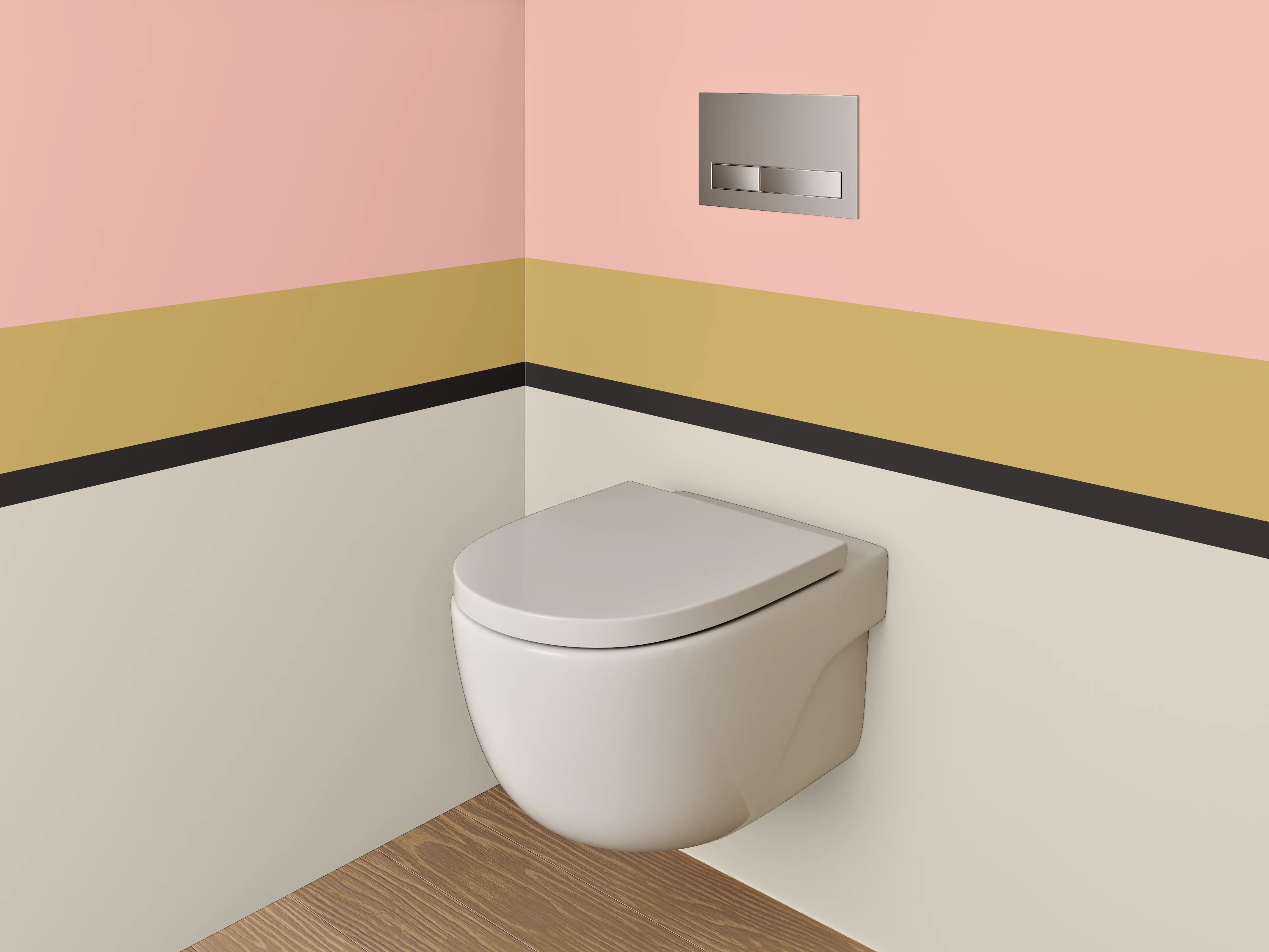 WC-Rückwand - Grauschimmernde Weißflächen-Komposition