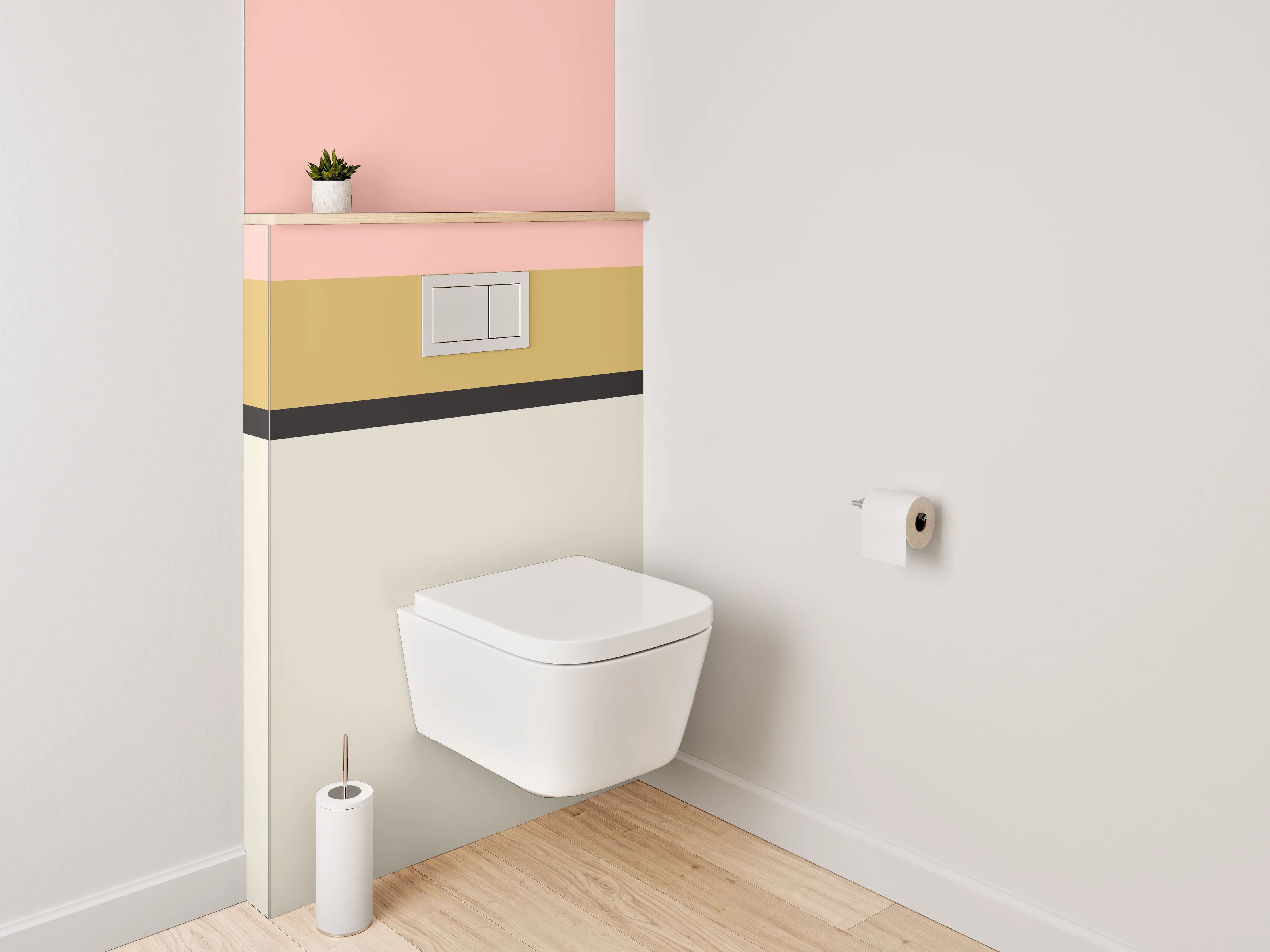 WC-Rückwand - Grauschimmernde Weißflächen-Komposition