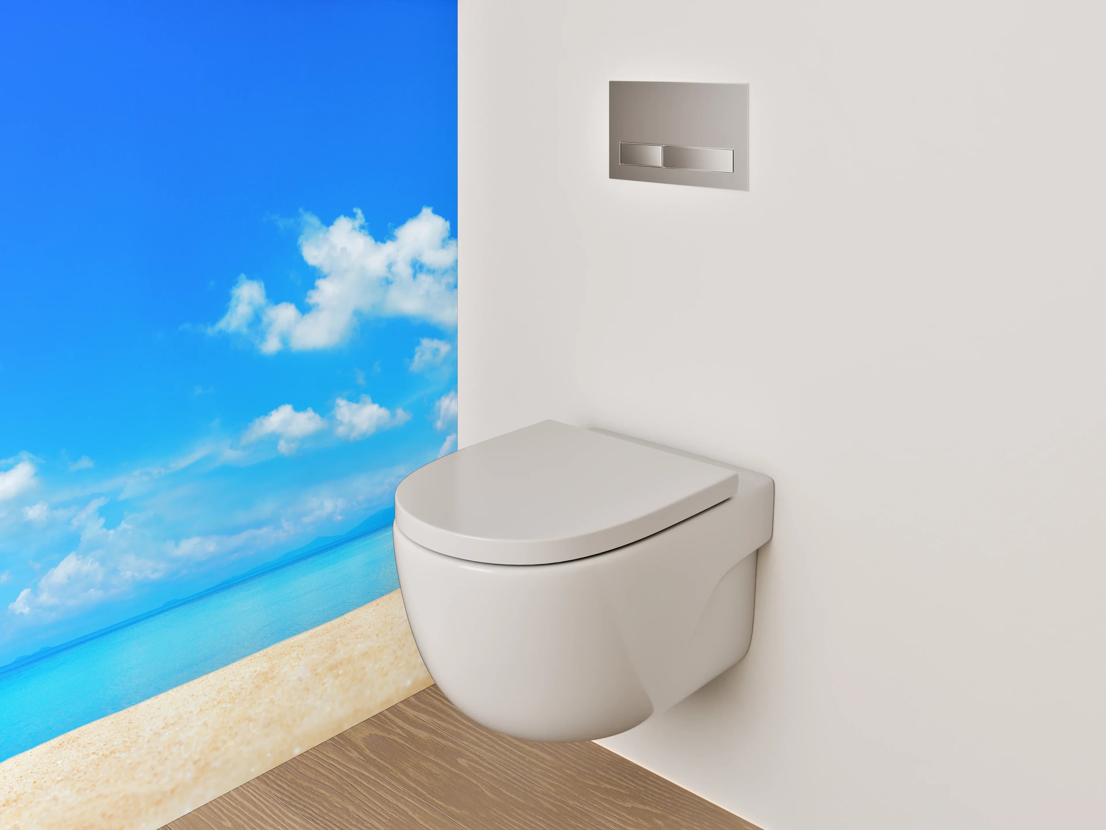 WC-Rückwand - Grauschimmernde Wellen im weißen Licht
