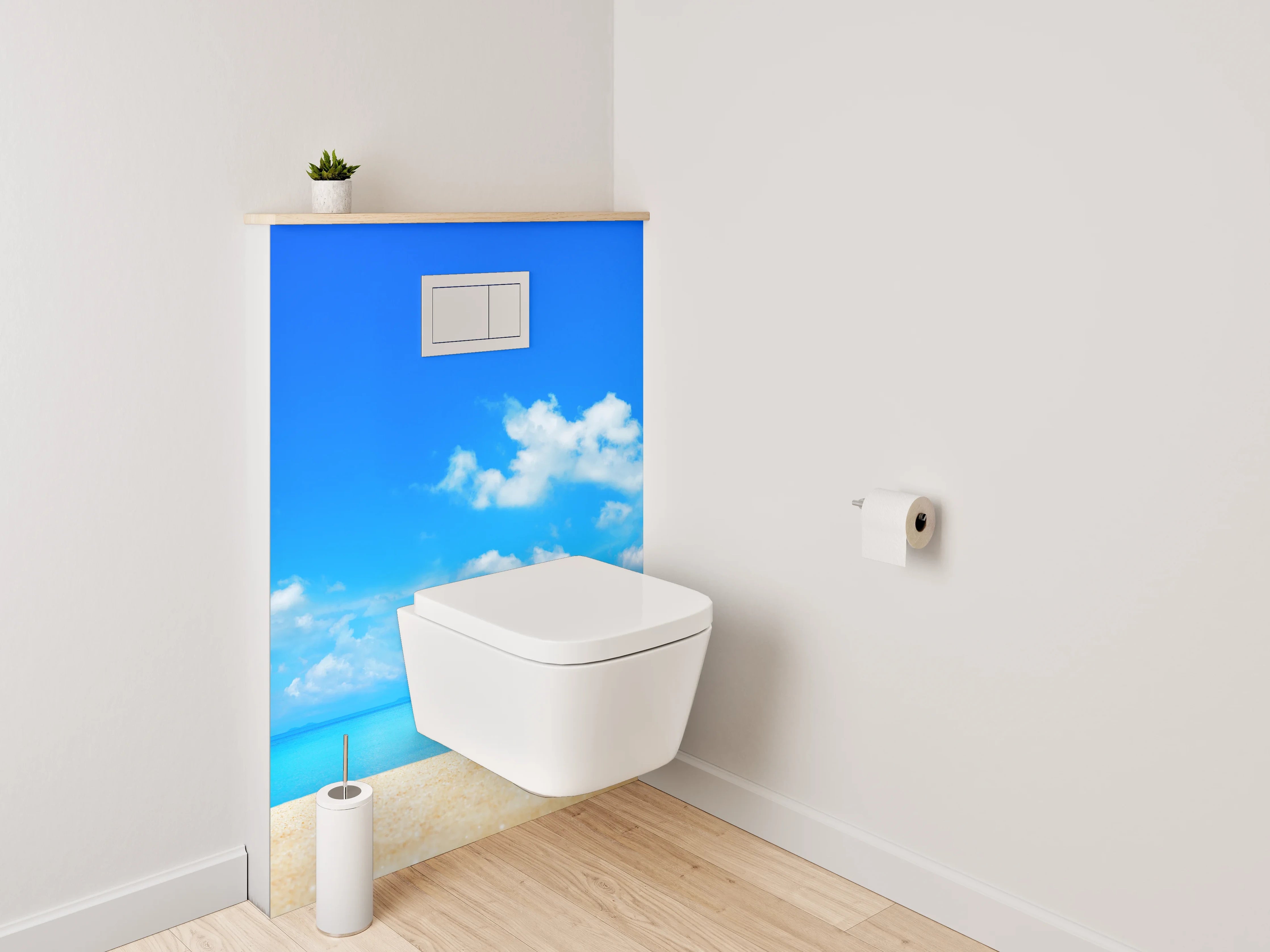 WC-Rückwand - Grauschimmernde Wellen im weißen Licht