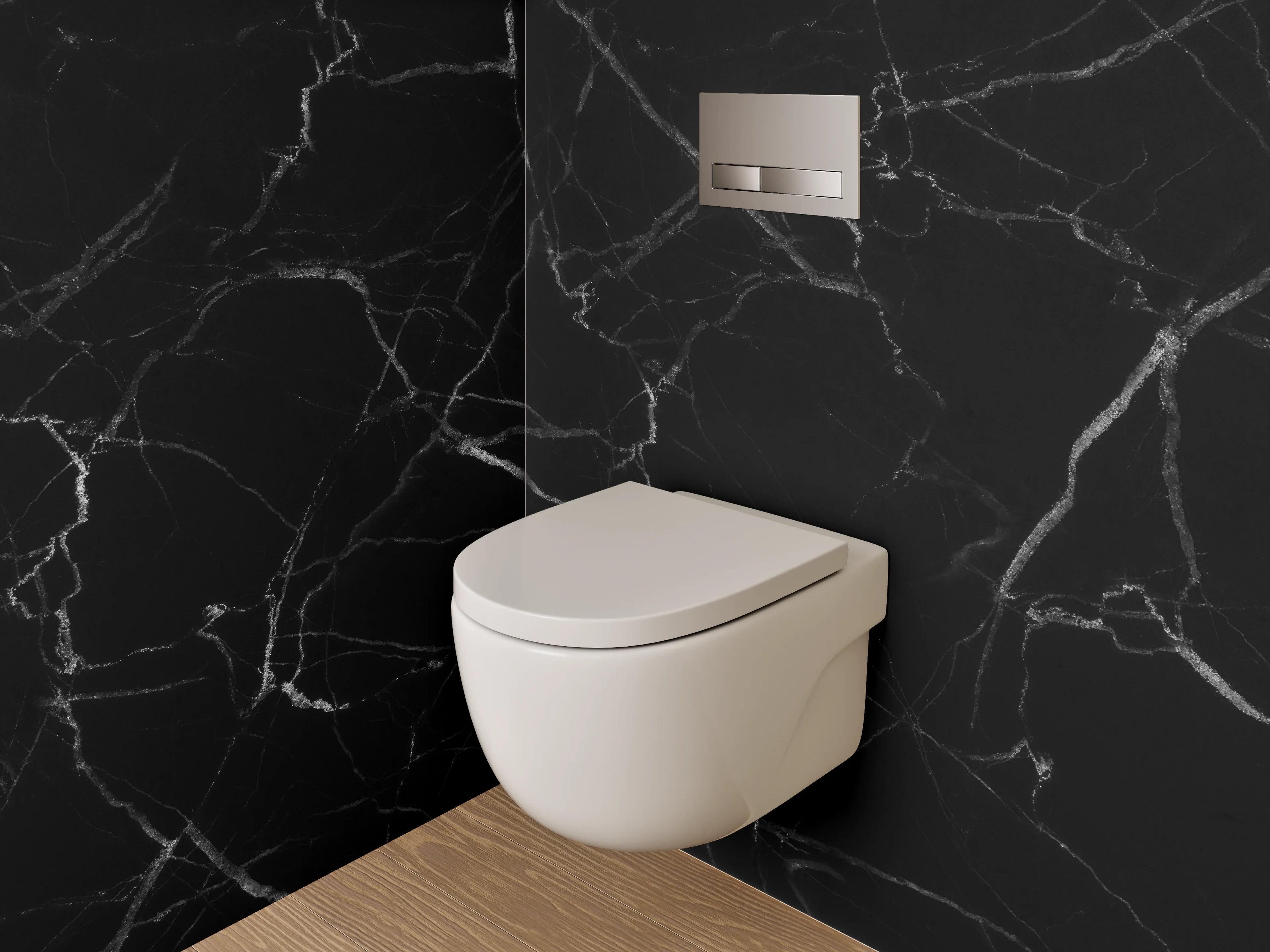 WC-Rückwand - Grauschleier auf weißem Stein