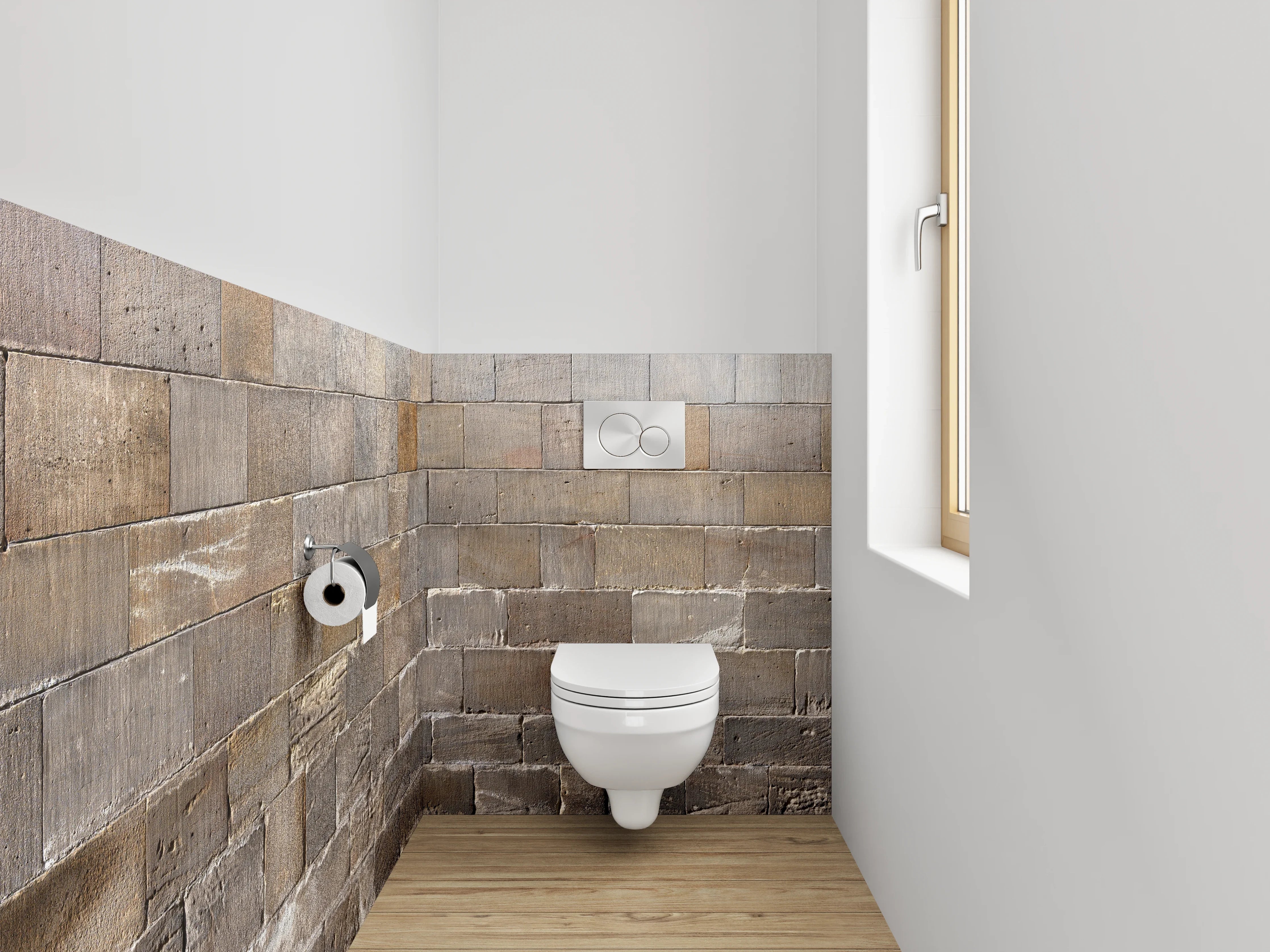 WC-Rückwand - Grauwe Steinmauer-Ästhetik