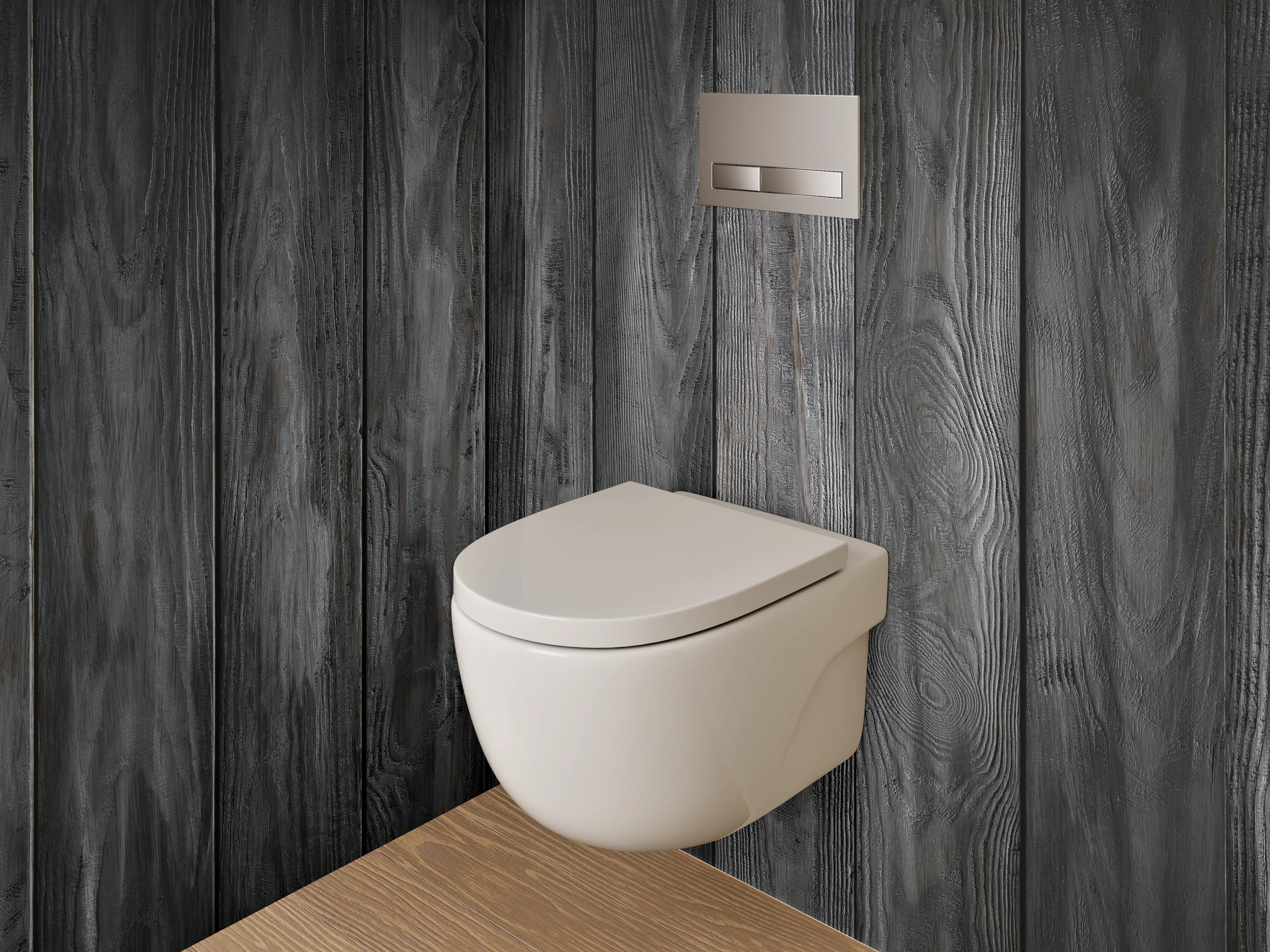 WC-Rückwand - Grauweiße Holzvertäfelung