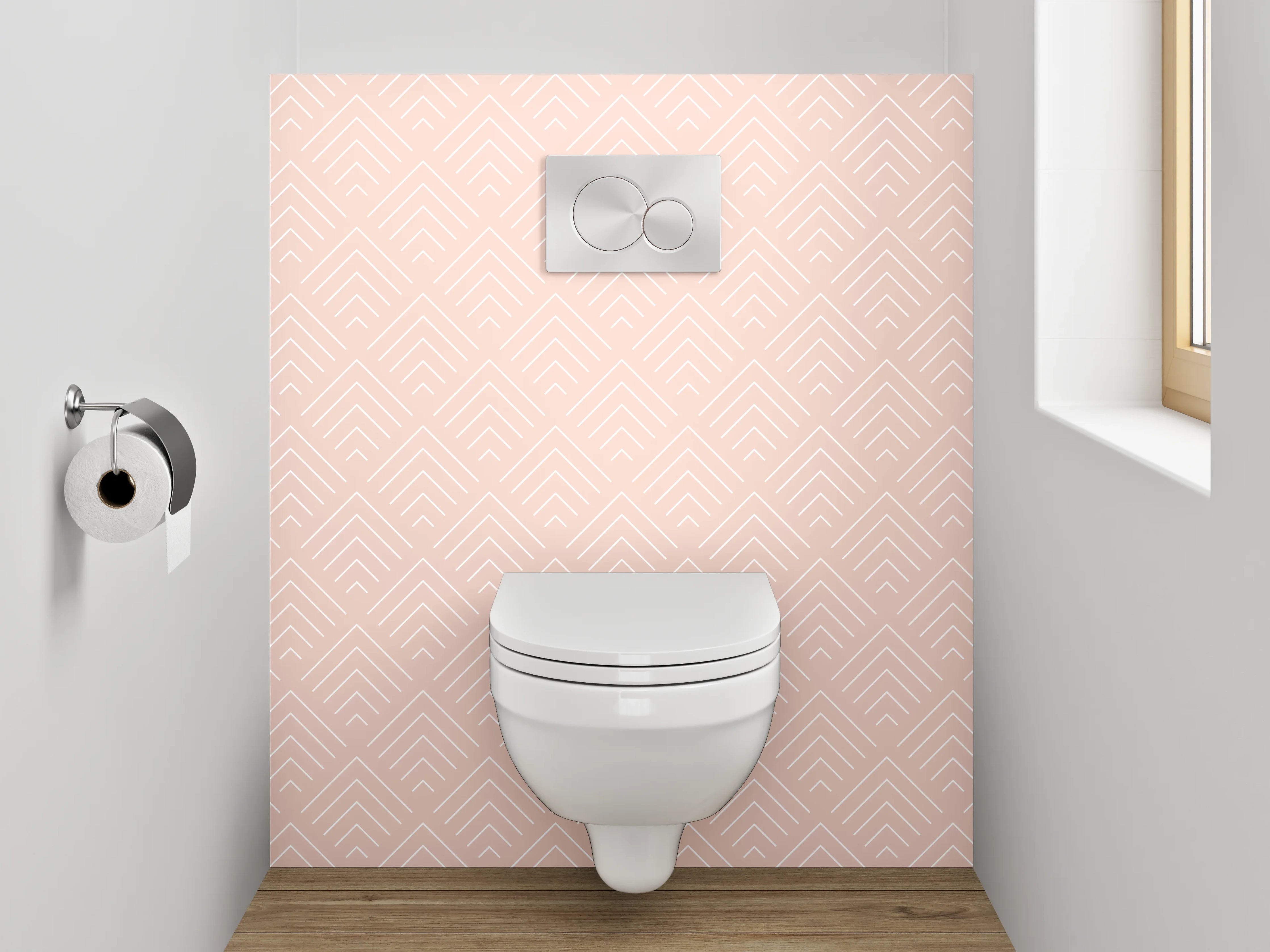 WC-Rückwand - Grauweiße Linienharmonie auf Beige