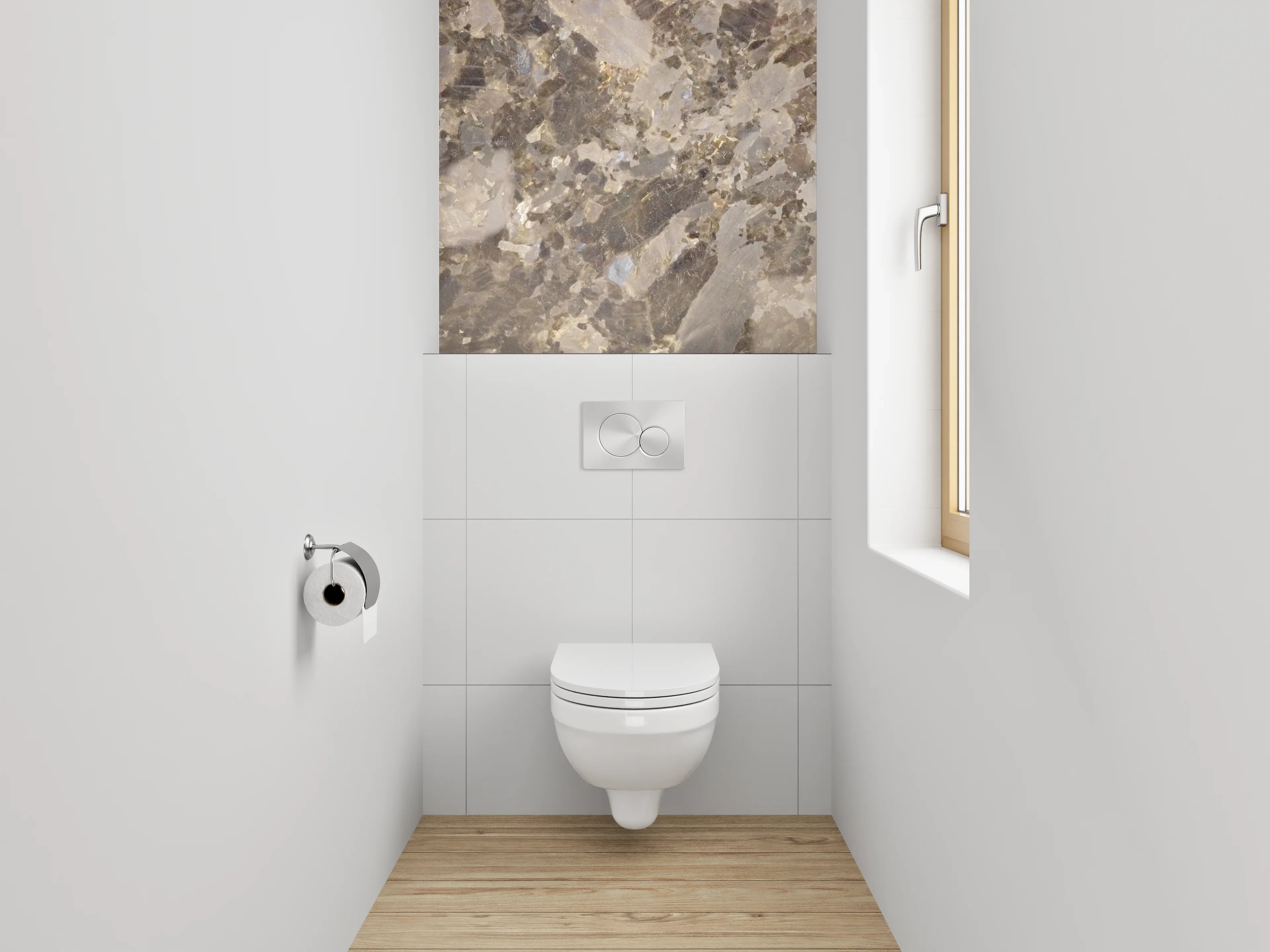 WC-Rückwand - Grauweiße Marmor-Ästhetik