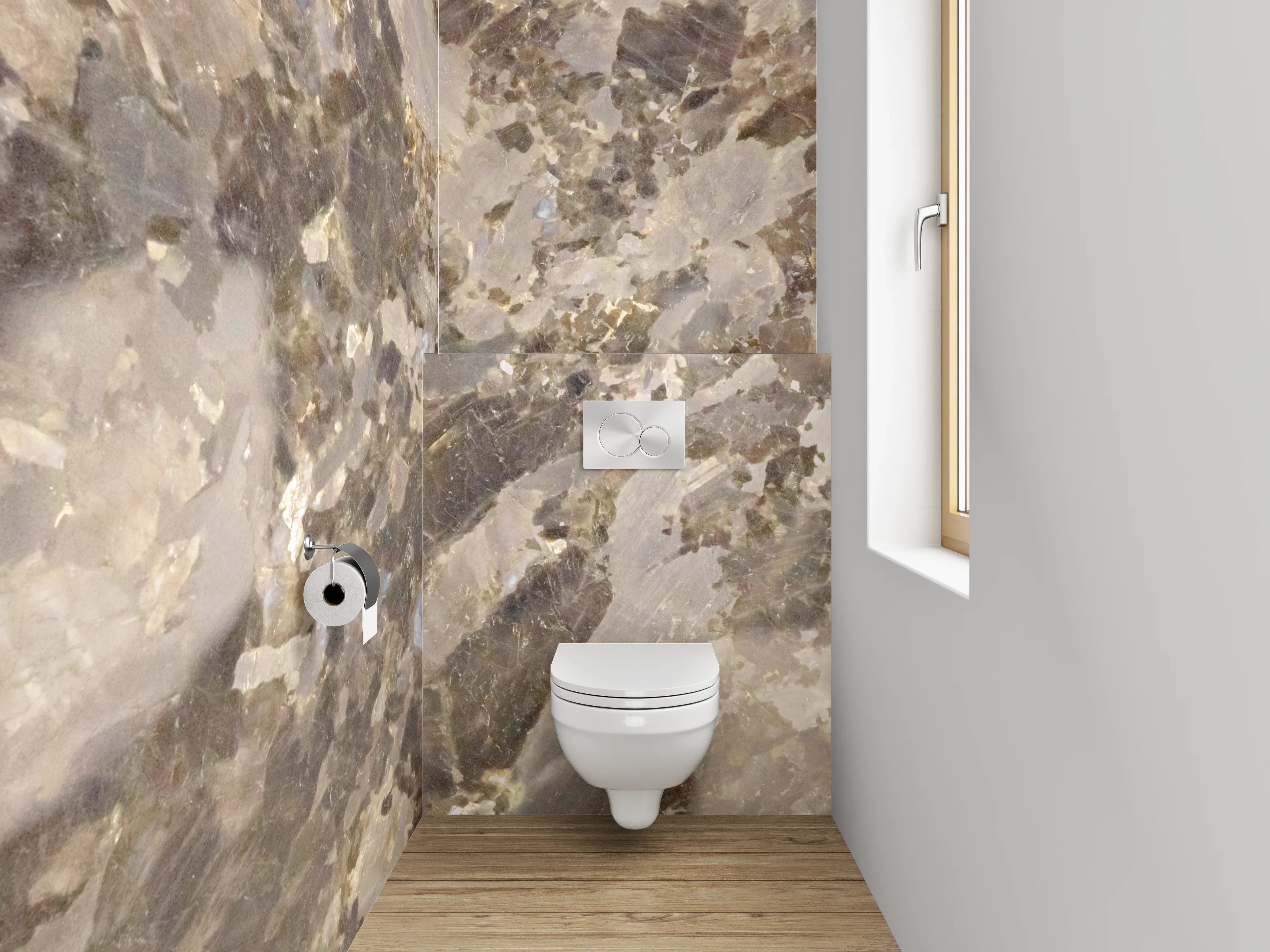 WC-Rückwand - Grauweiße Marmor-Ästhetik