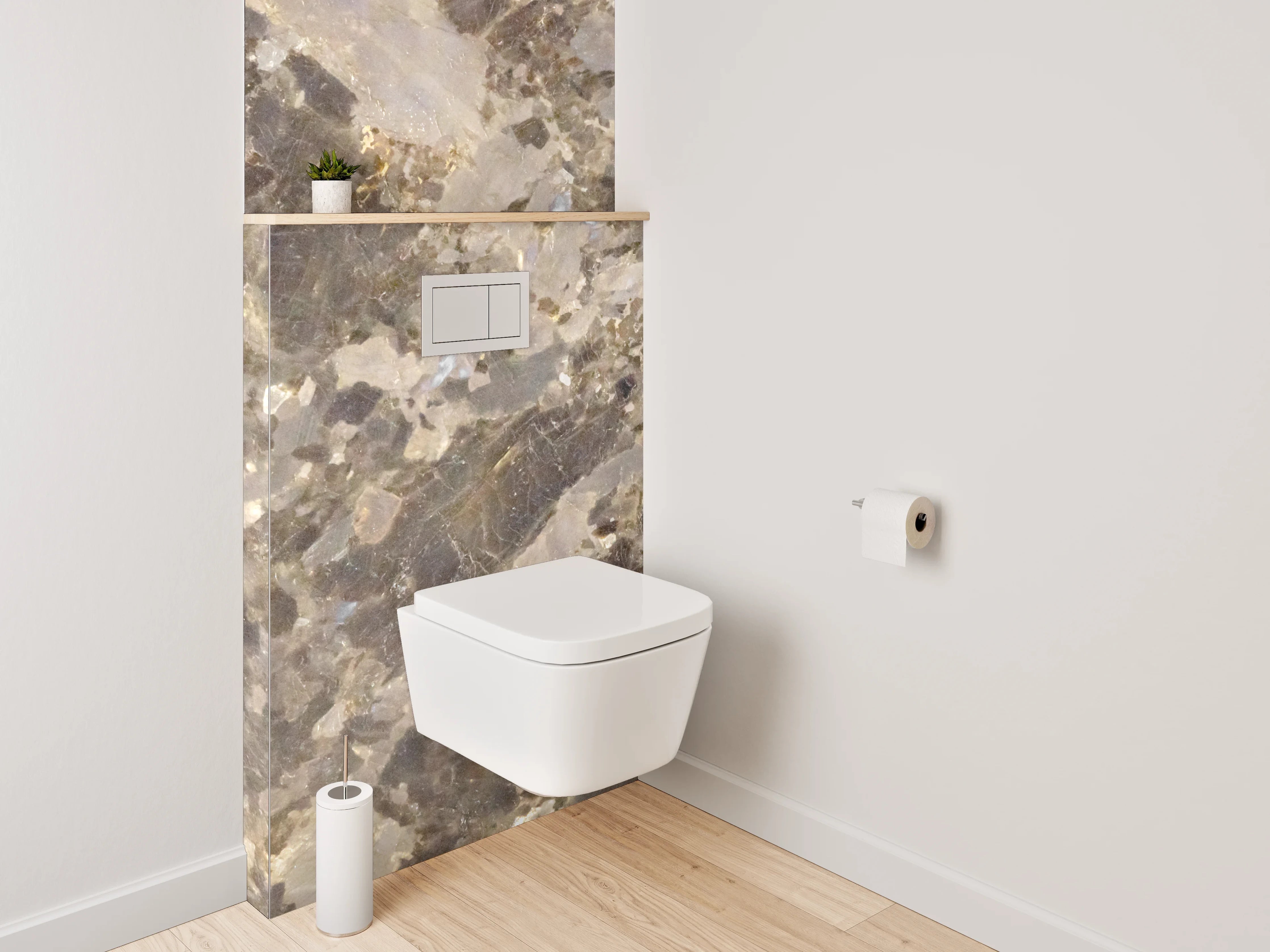 WC-Rückwand - Grauweiße Marmor-Ästhetik