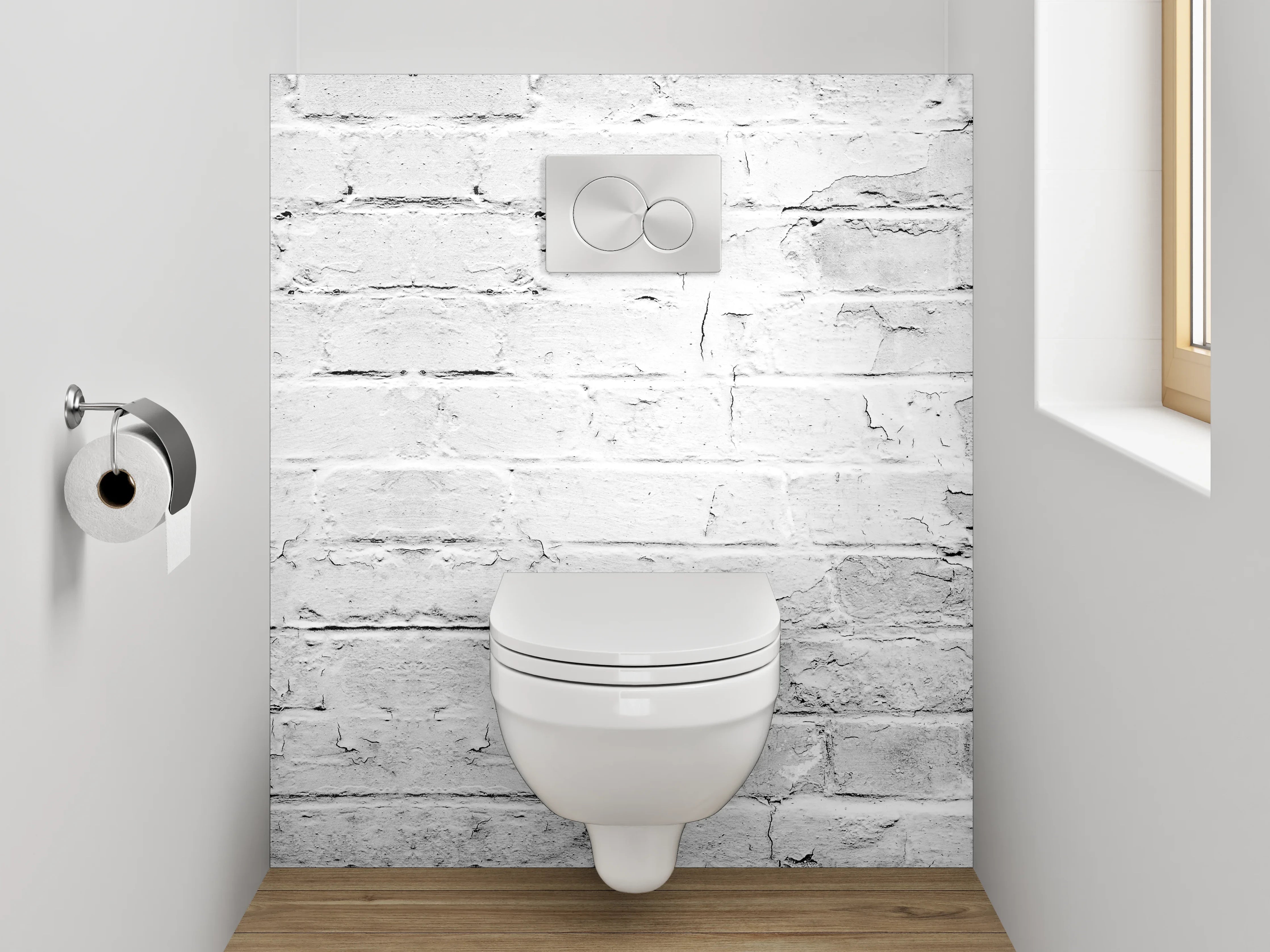 WC-Rückwand - Grauweißer Backstein Chic Modern