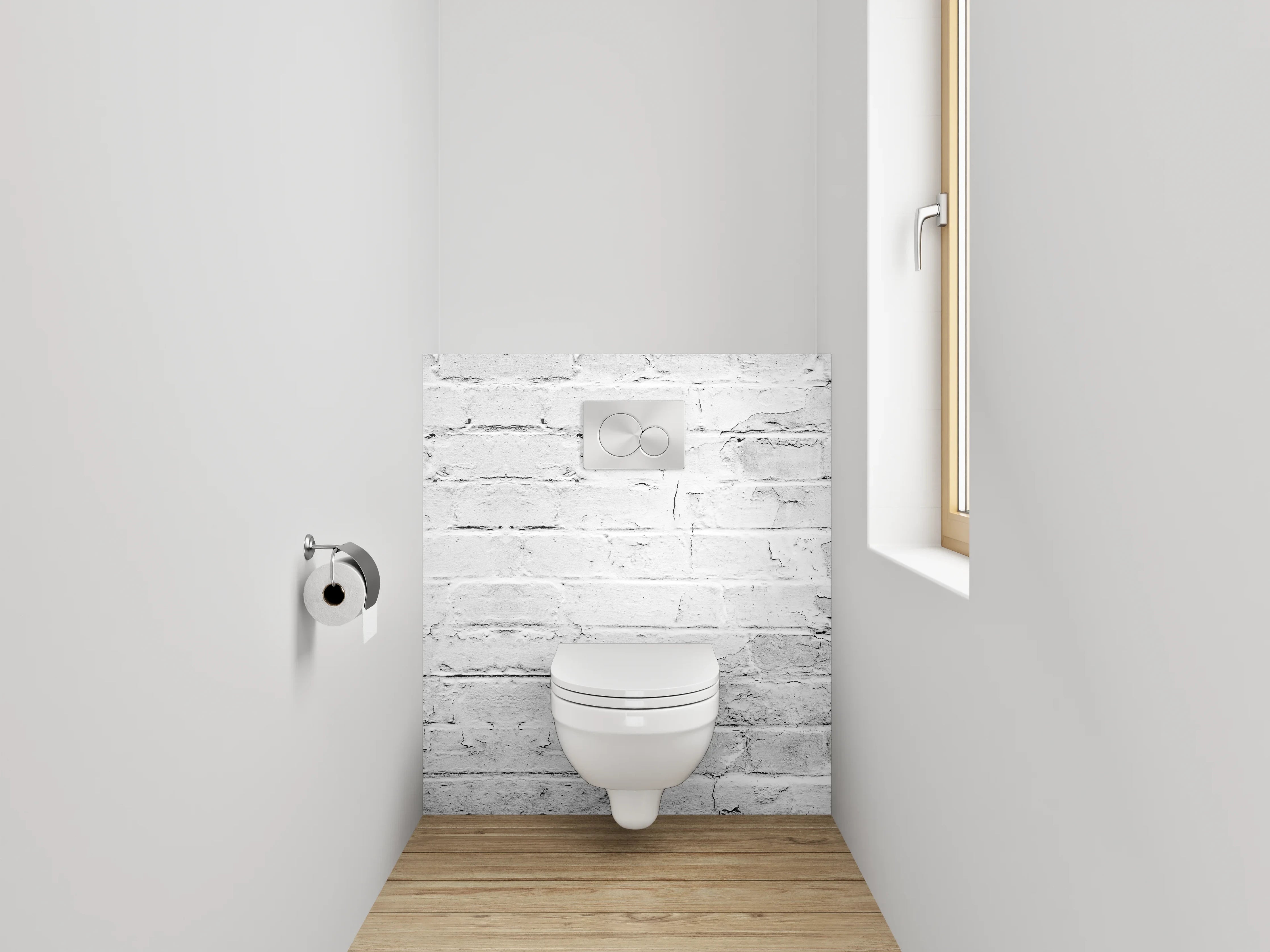WC-Rückwand - Grauweißer Backstein Chic Modern