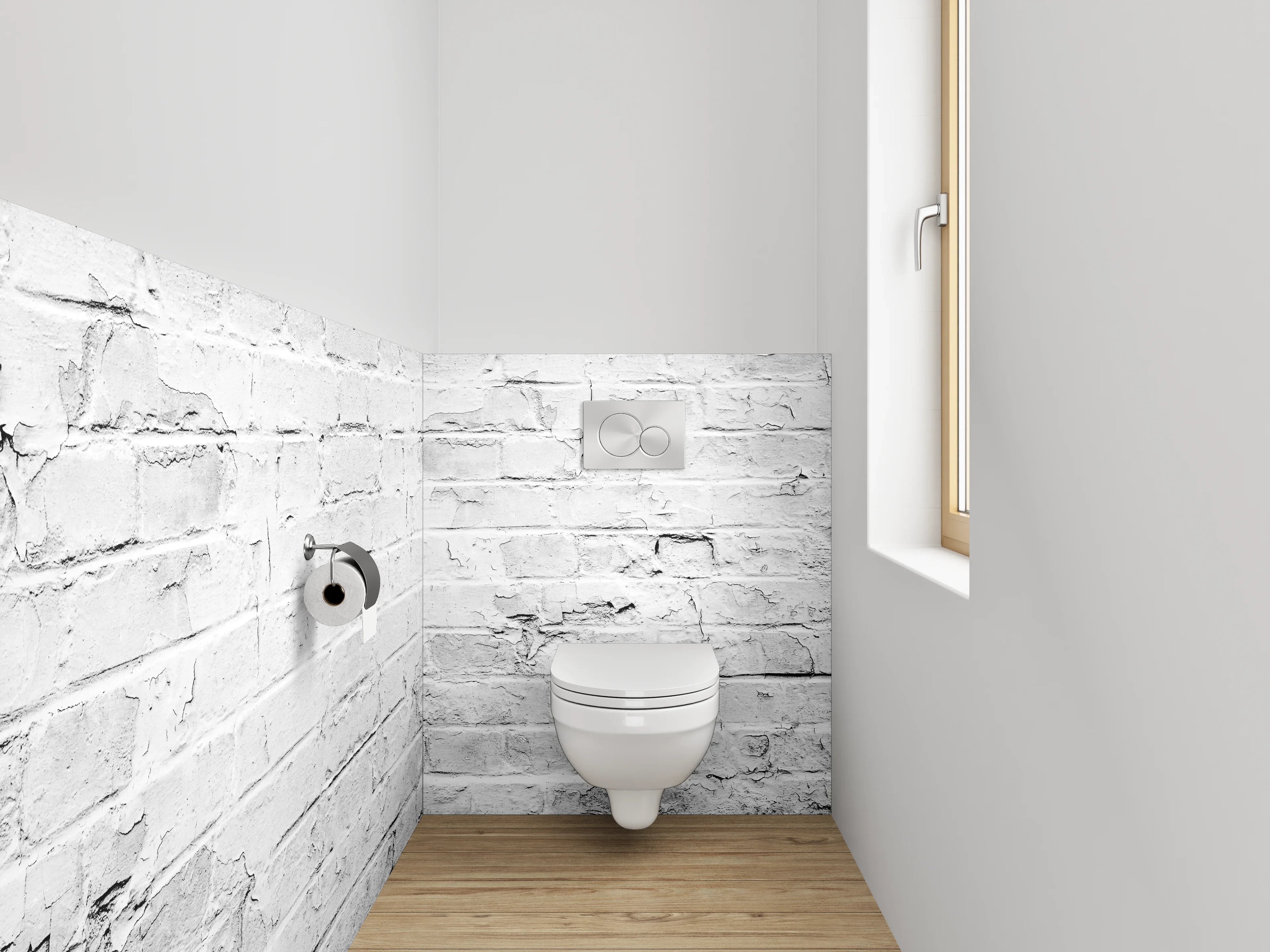WC-Rückwand - Grauweißer Backstein Chic Modern