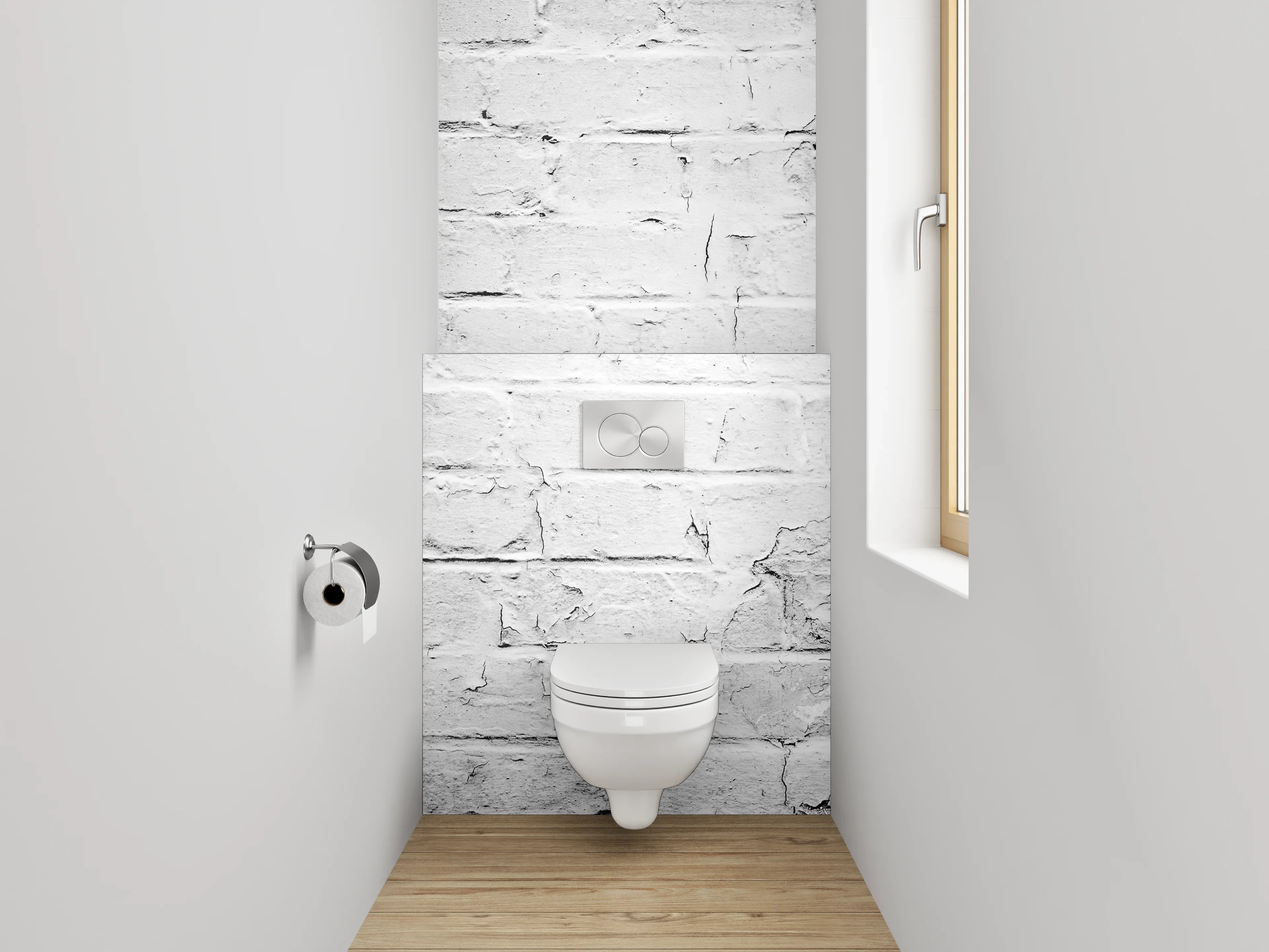 WC-Rückwand - Grauweißer Backstein Chic Modern