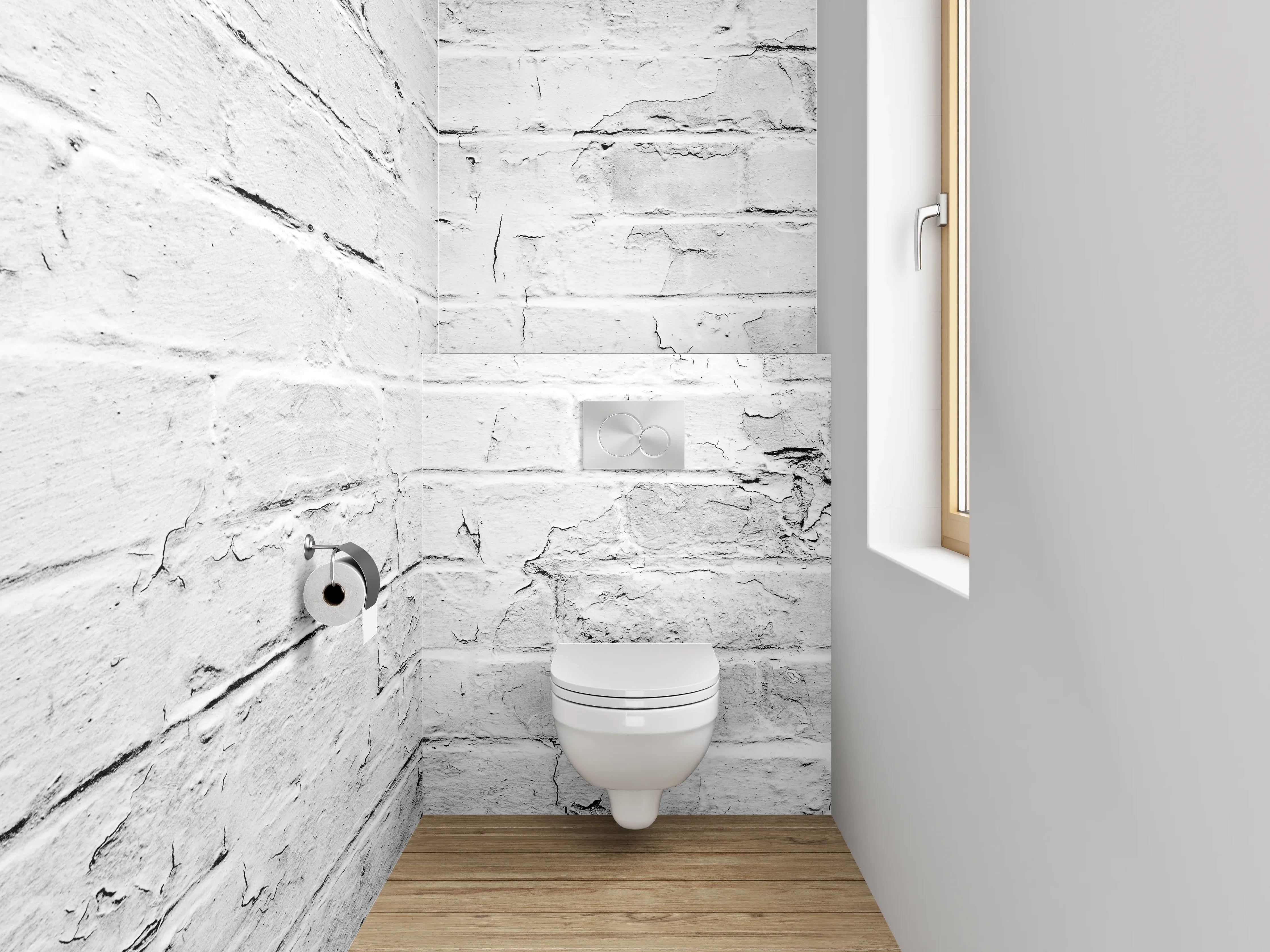 WC-Rückwand - Grauweißer Backstein Chic Modern