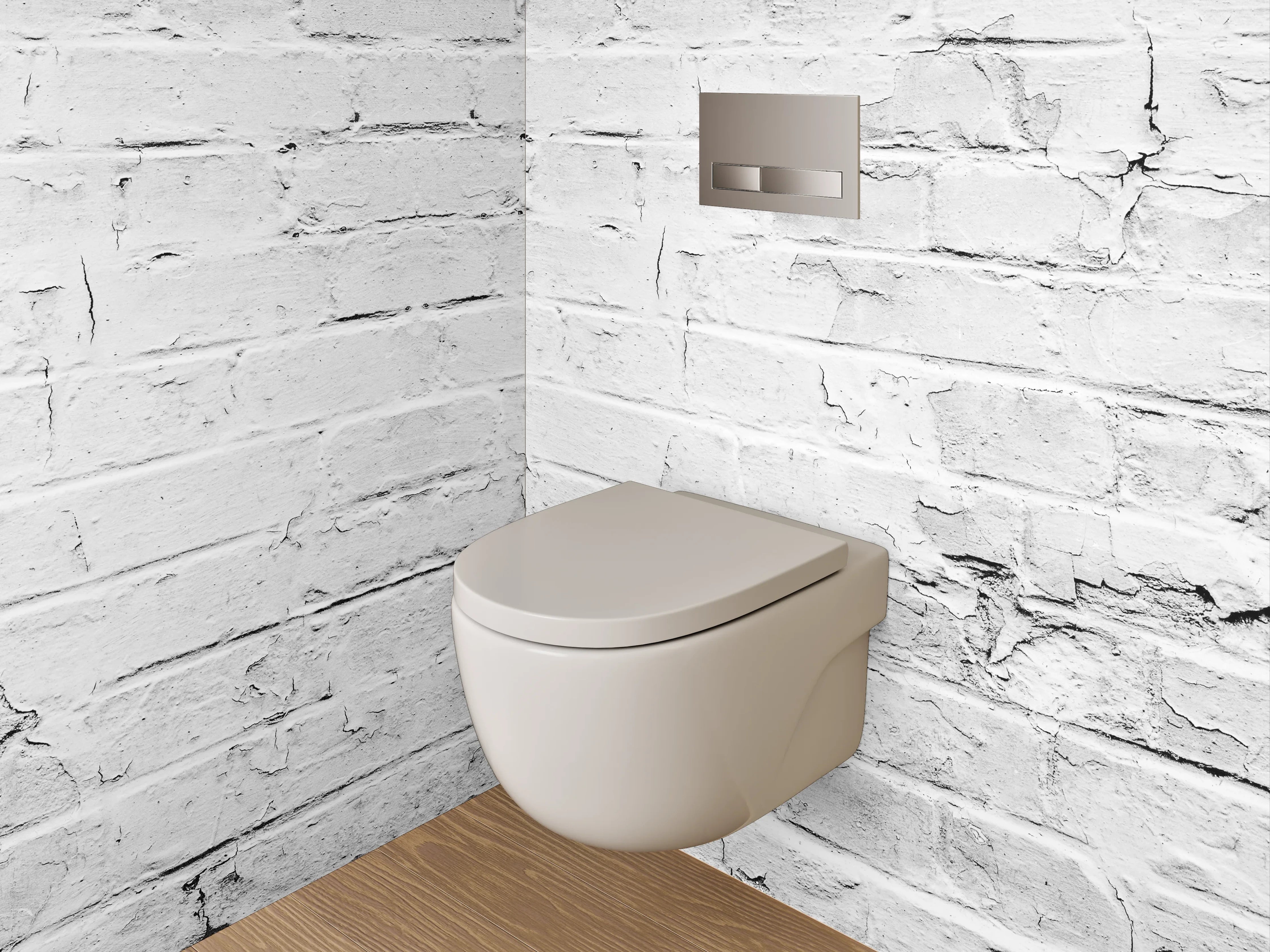 WC-Rückwand - Grauweißer Backstein Chic Modern