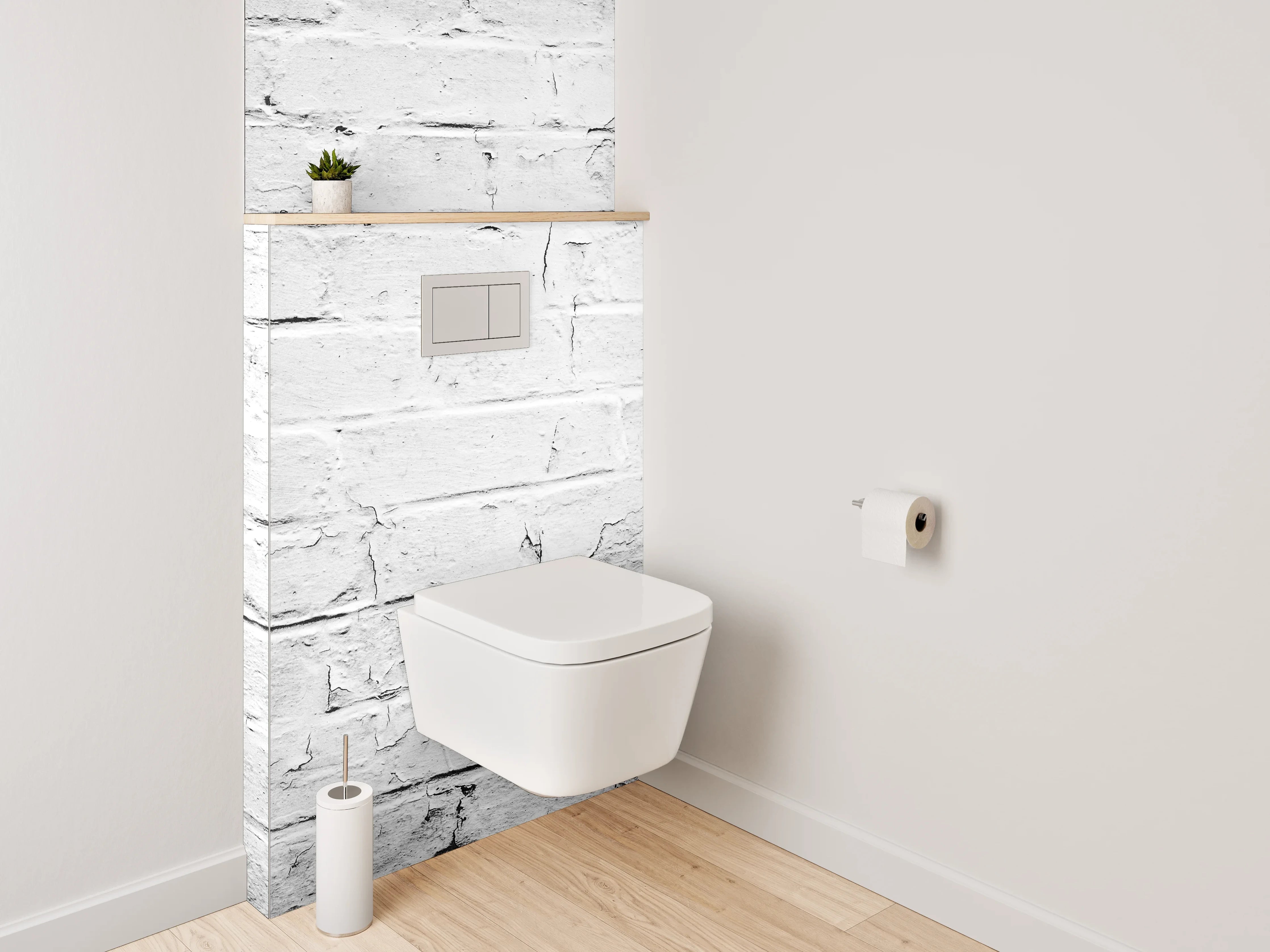 WC-Rückwand - Grauweißer Backstein Chic Modern