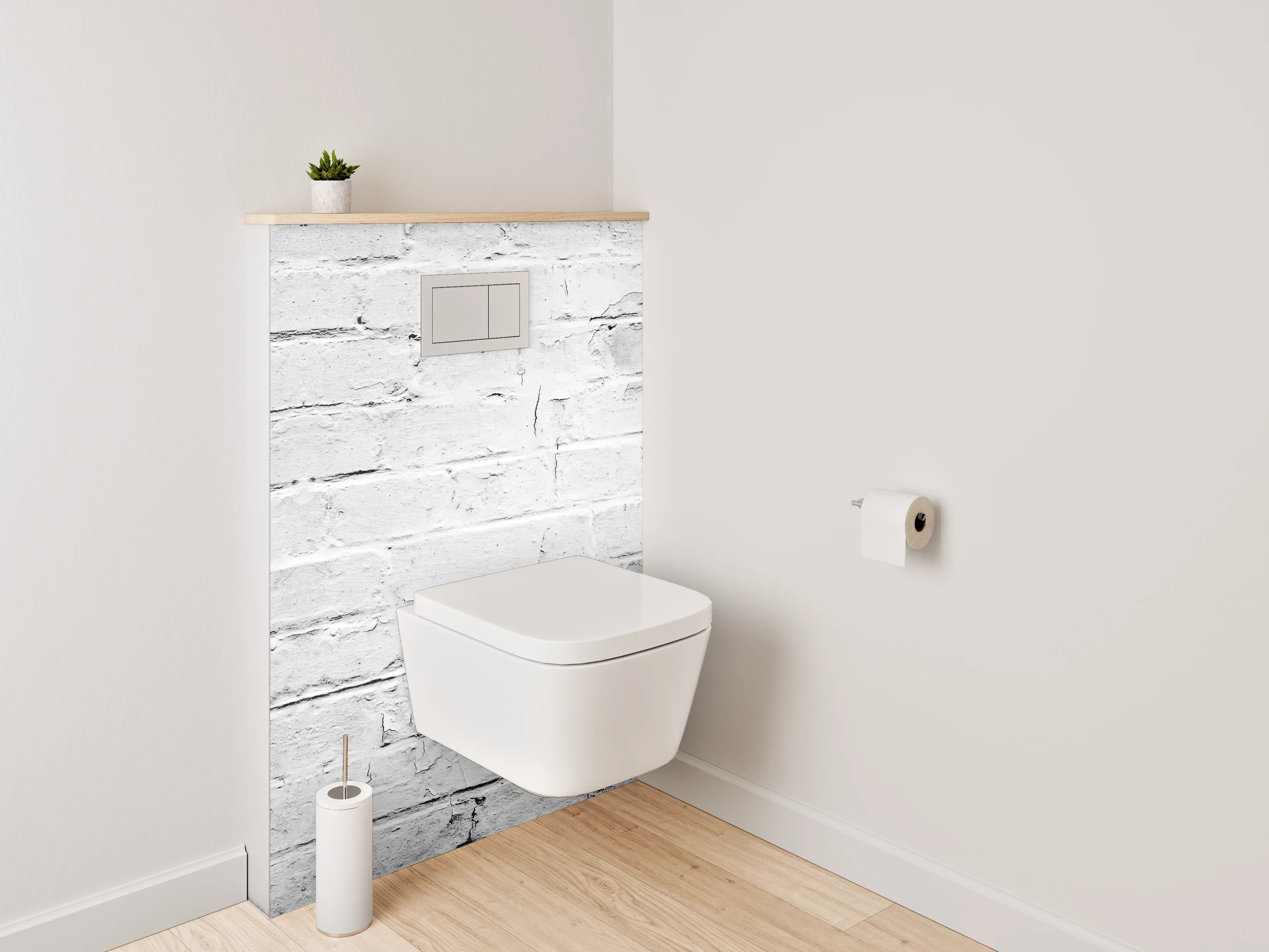 WC-Rückwand - Grauweißer Backstein Chic Modern