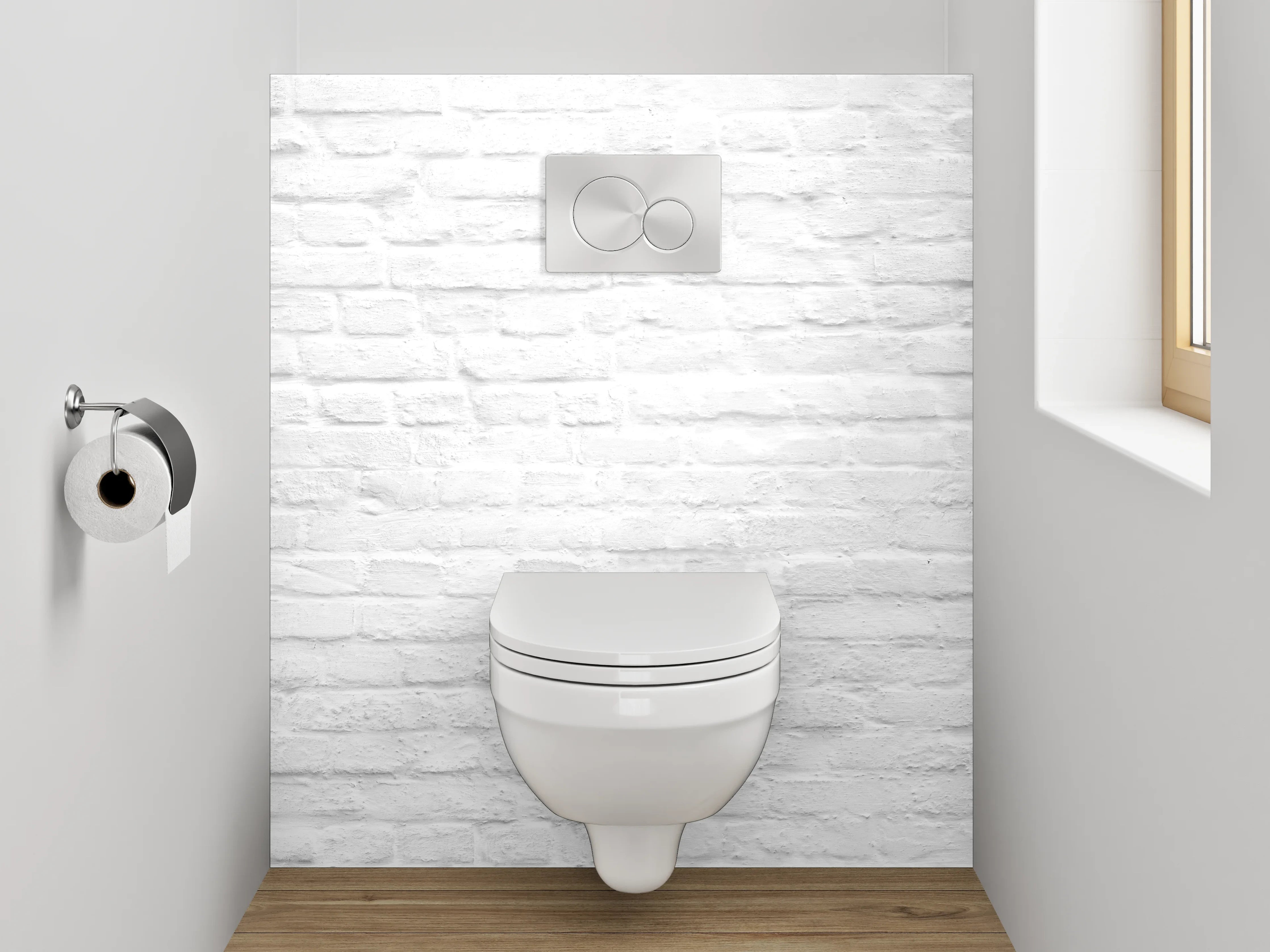 WC-Rückwand - Grauweißer Klinkertextur Look