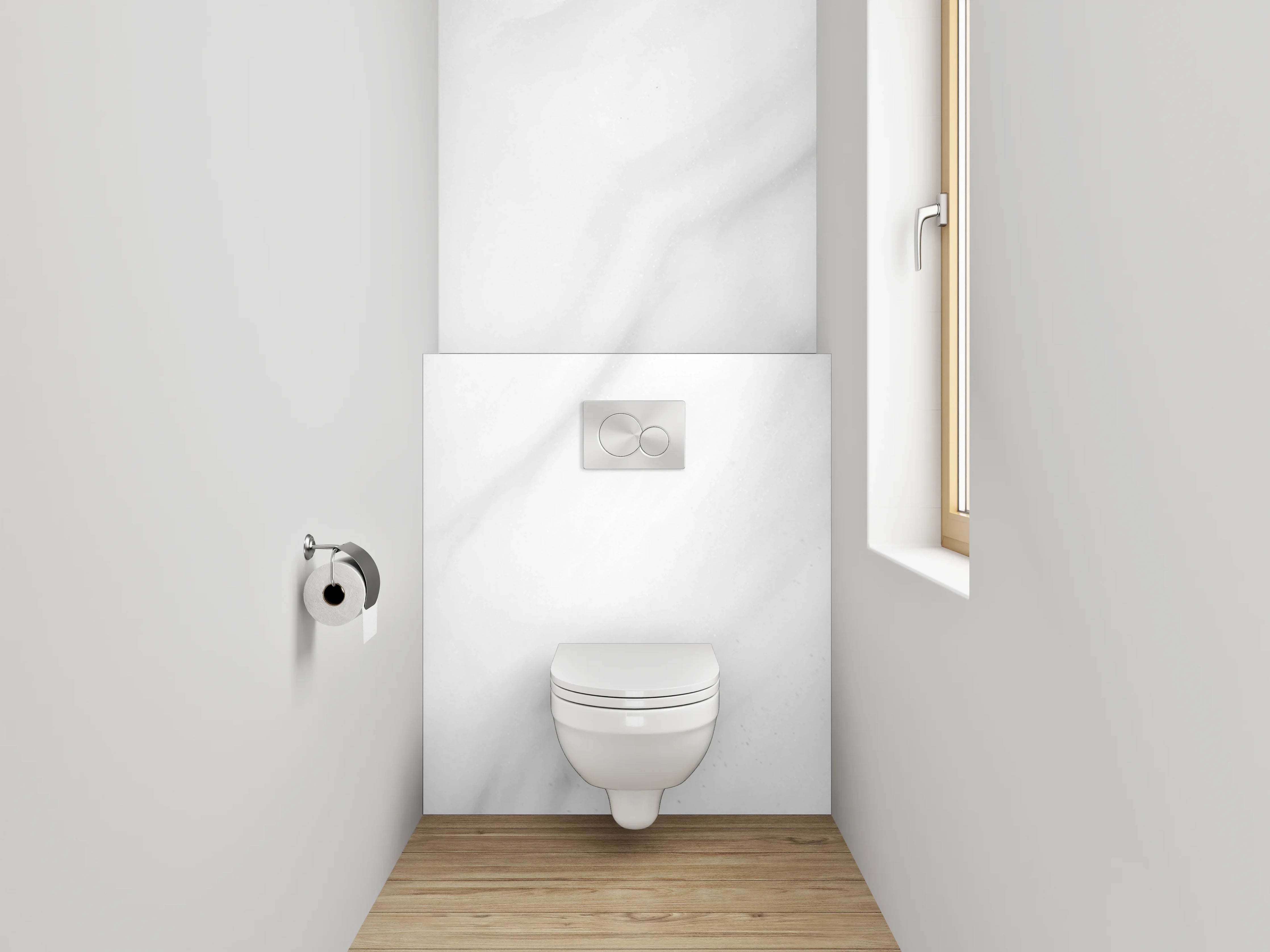 WC-Rückwand - Grauweißer Marmor-Glanz