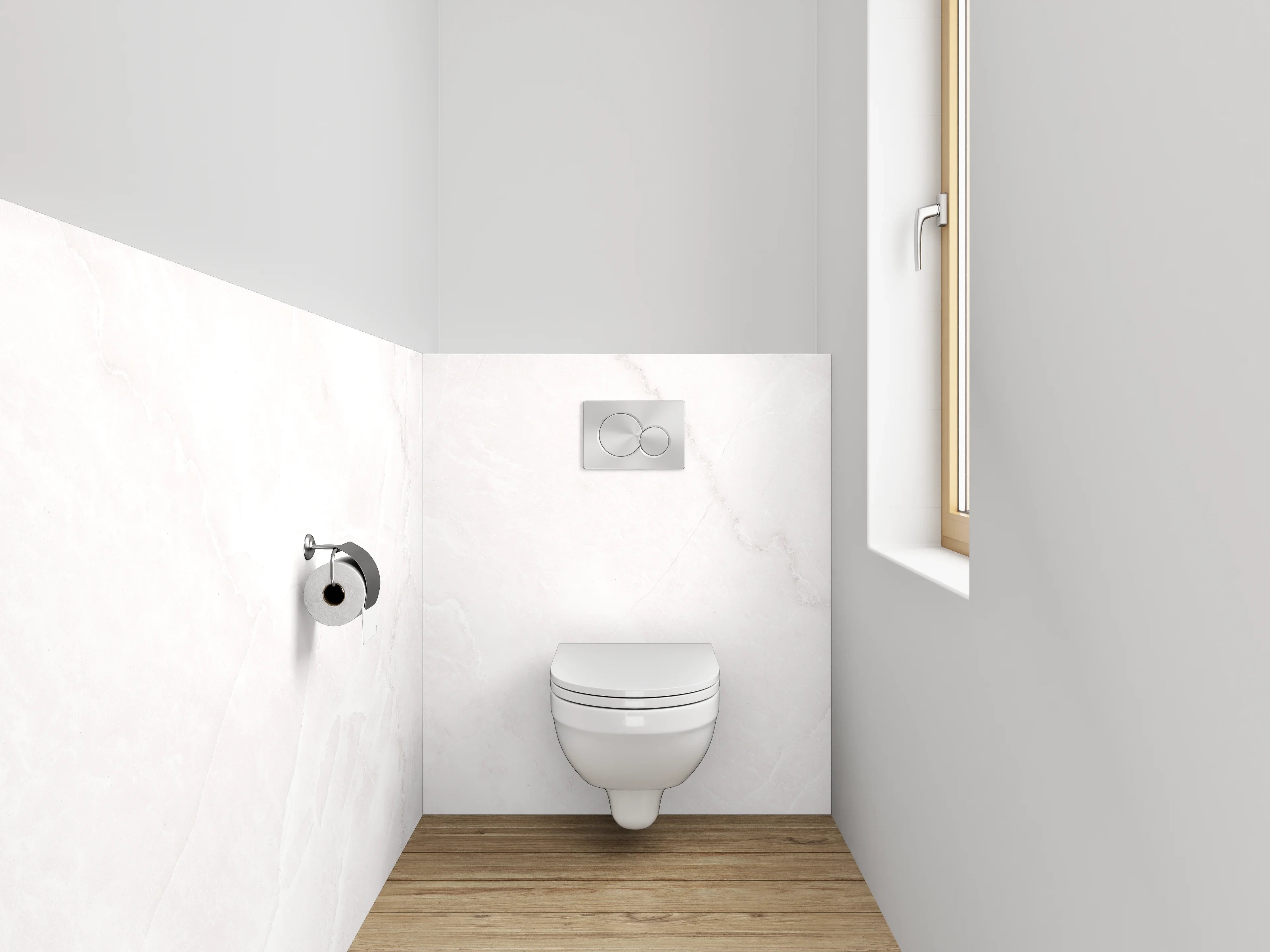 WC-Rückwand - Grauweißer Marmor mit zarter Struktur