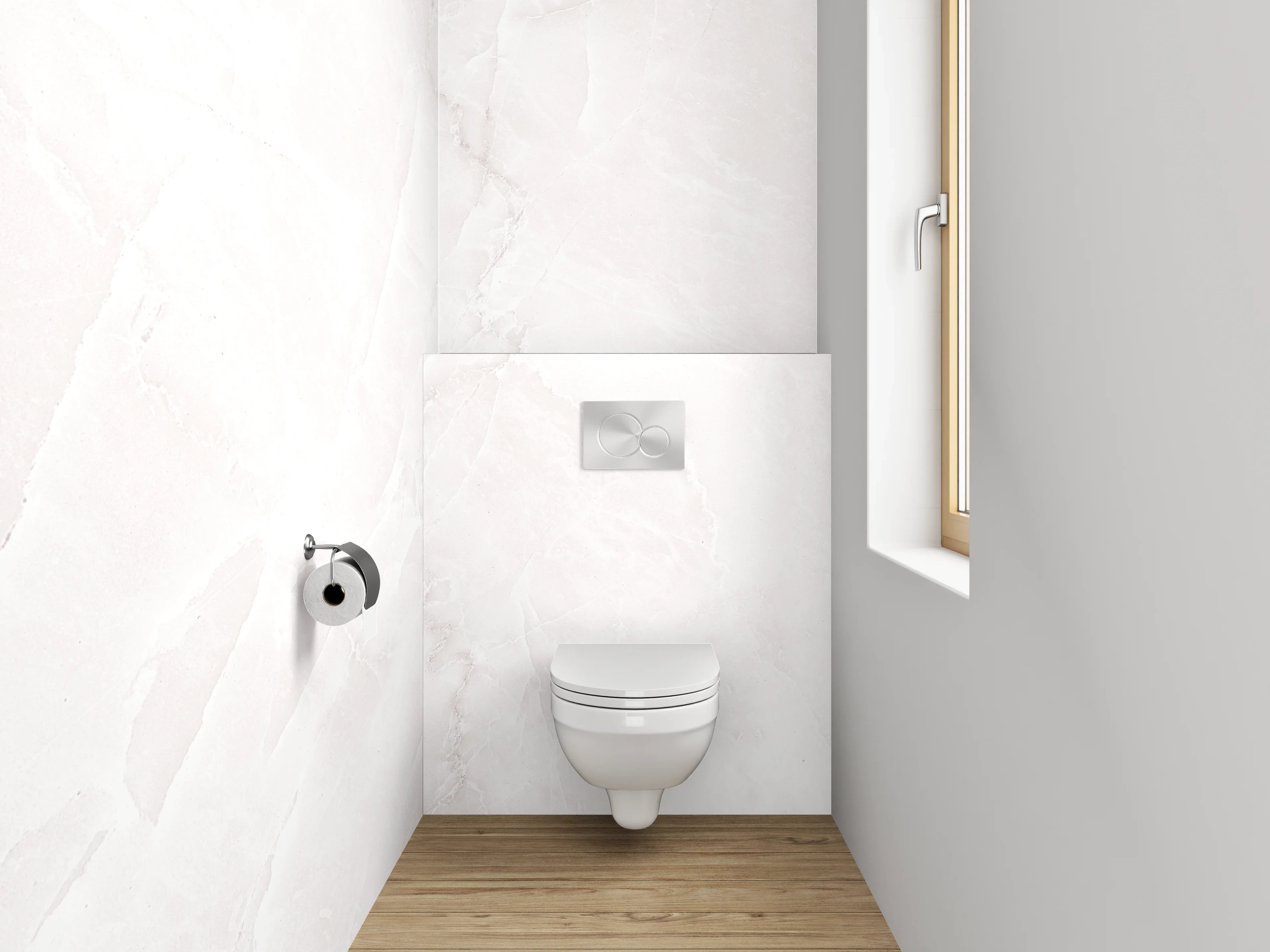 WC-Rückwand - Grauweißer Marmor mit zarter Struktur
