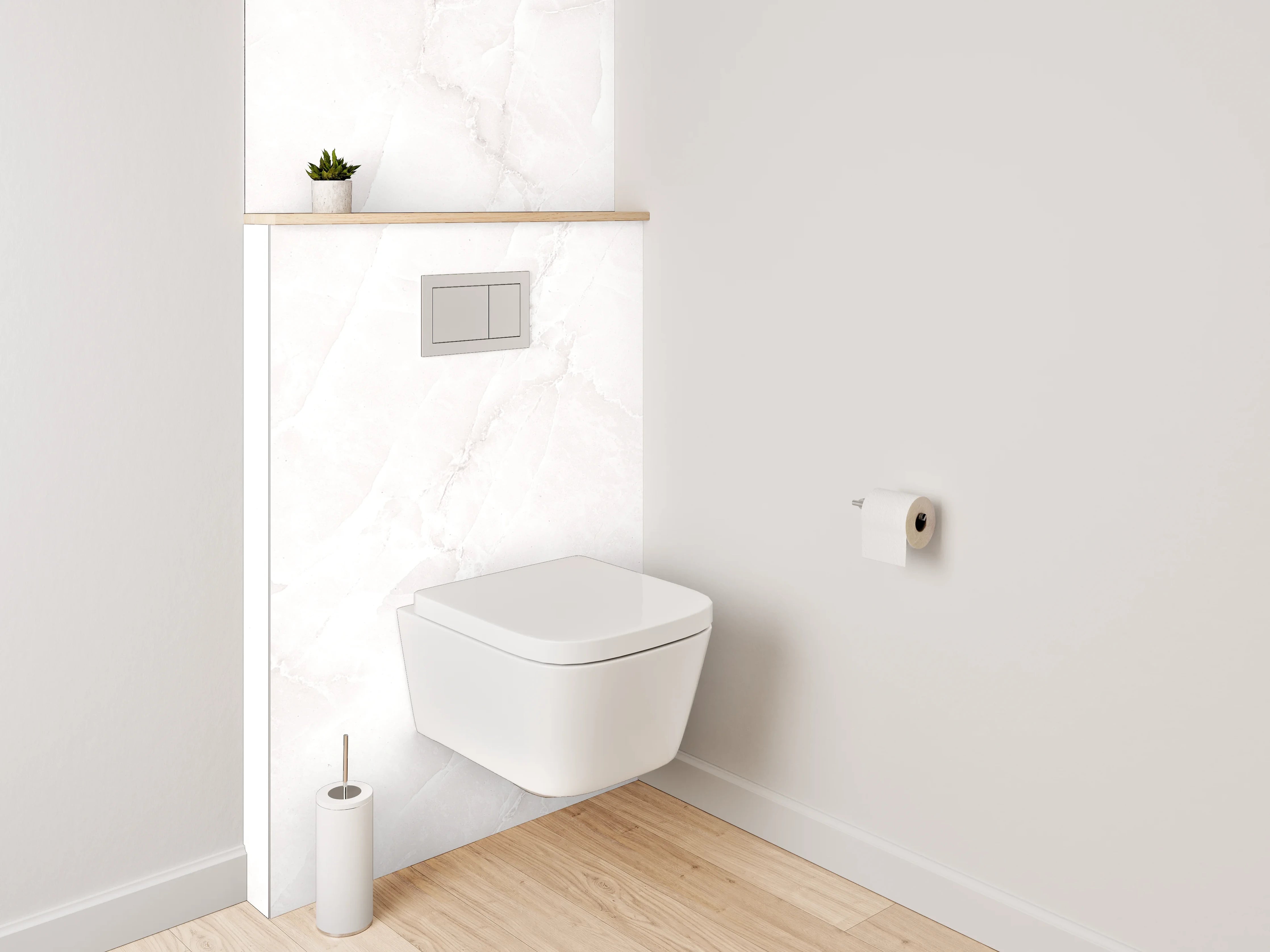 WC-Rückwand - Grauweißer Marmor mit zarter Struktur