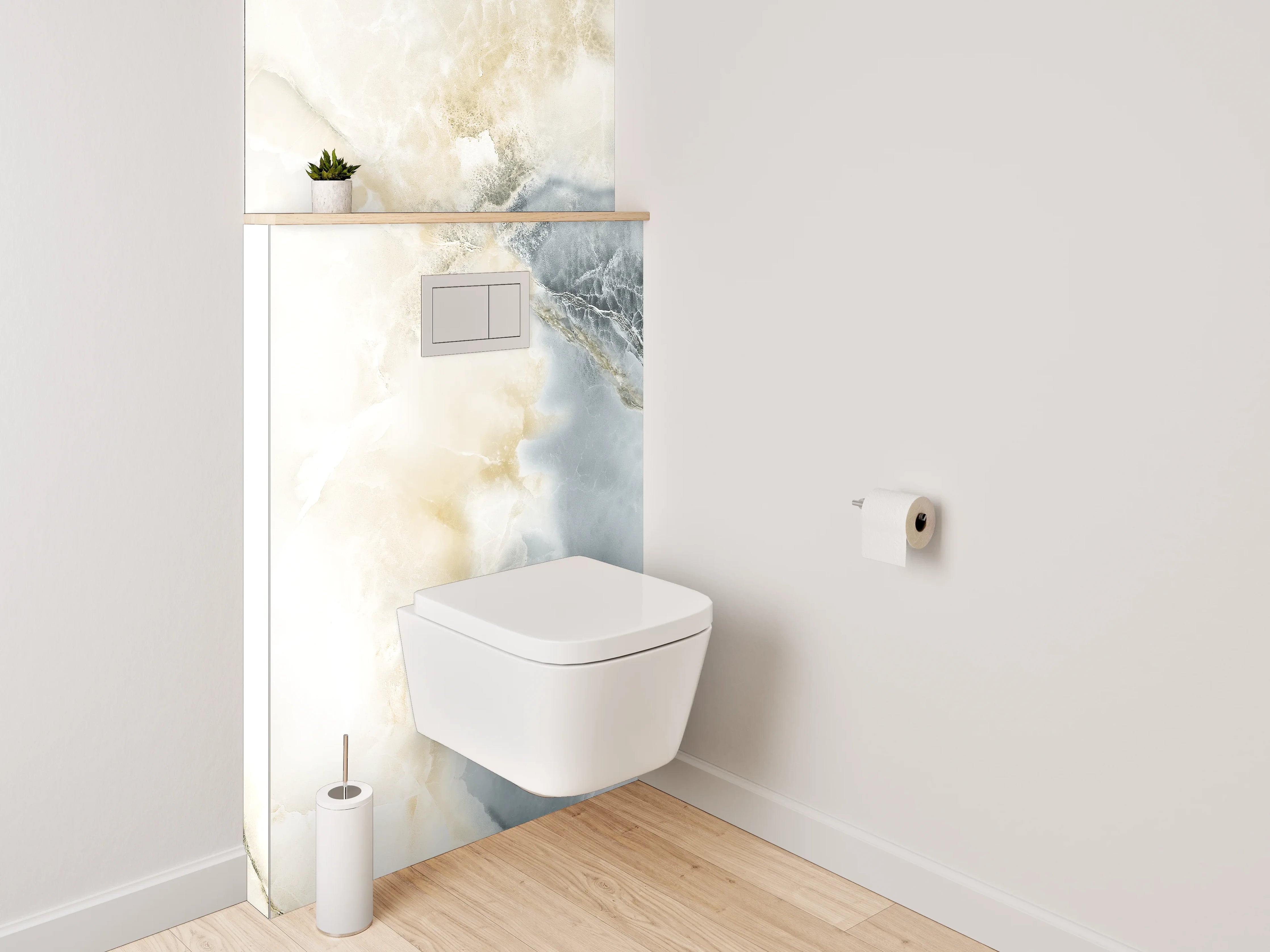 WC-Rückwand - Grauweißer Marmortraum-Look