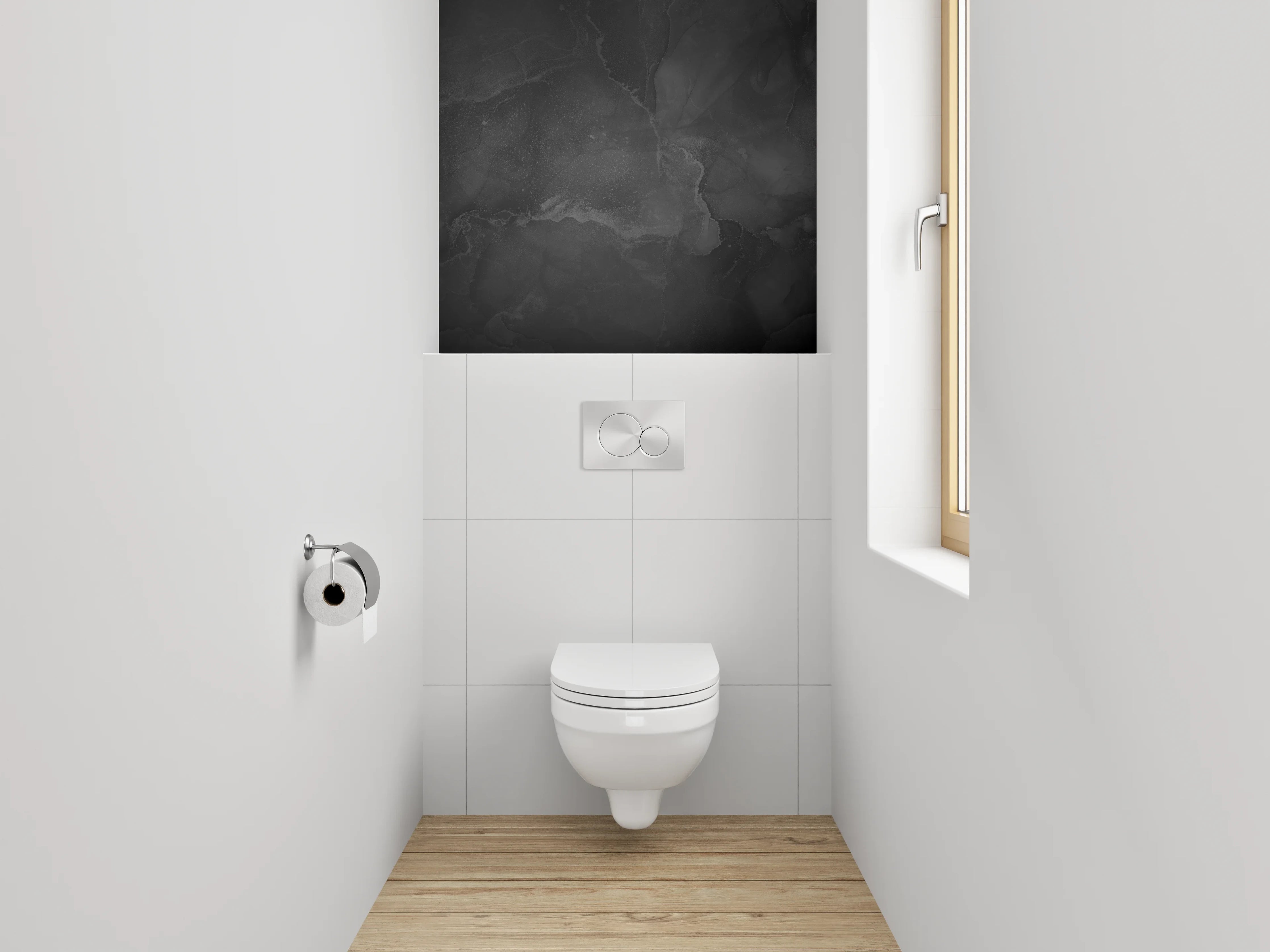 WC-Rückwand - Grauweißer Marmorzauber