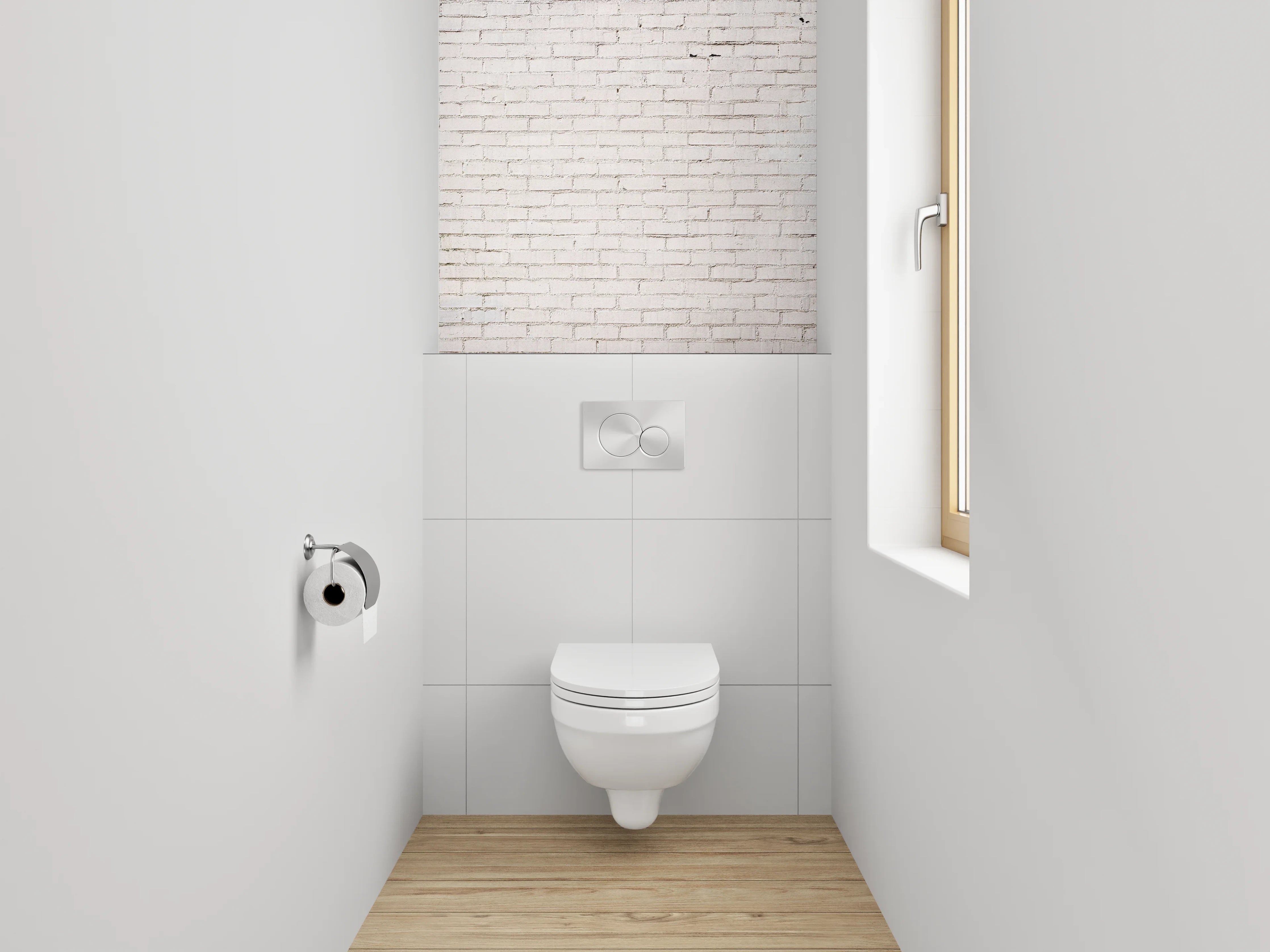 WC-Rückwand - Grauweißer Ziegel Purismus