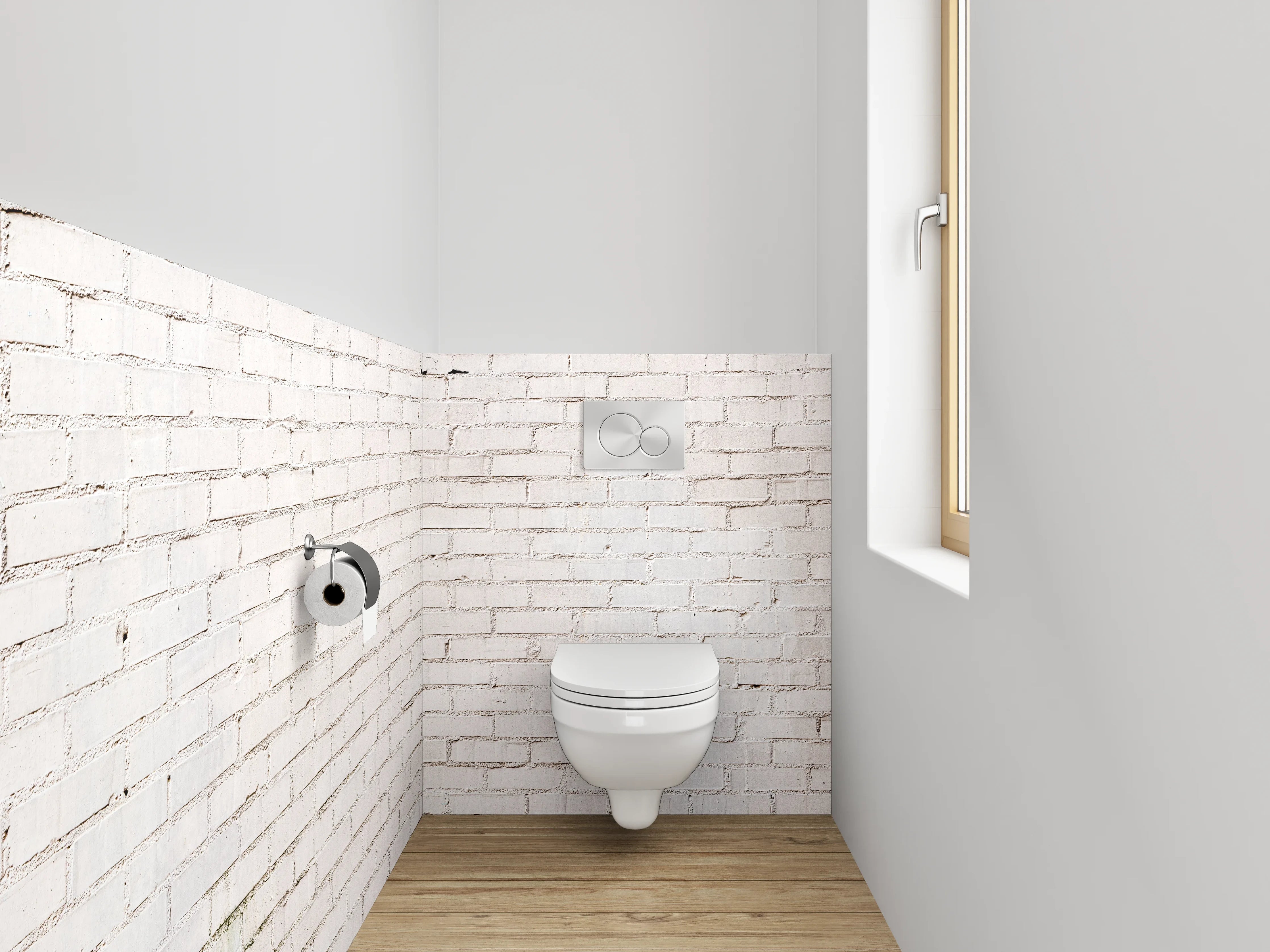 WC-Rückwand - Grauweißer Ziegel Purismus