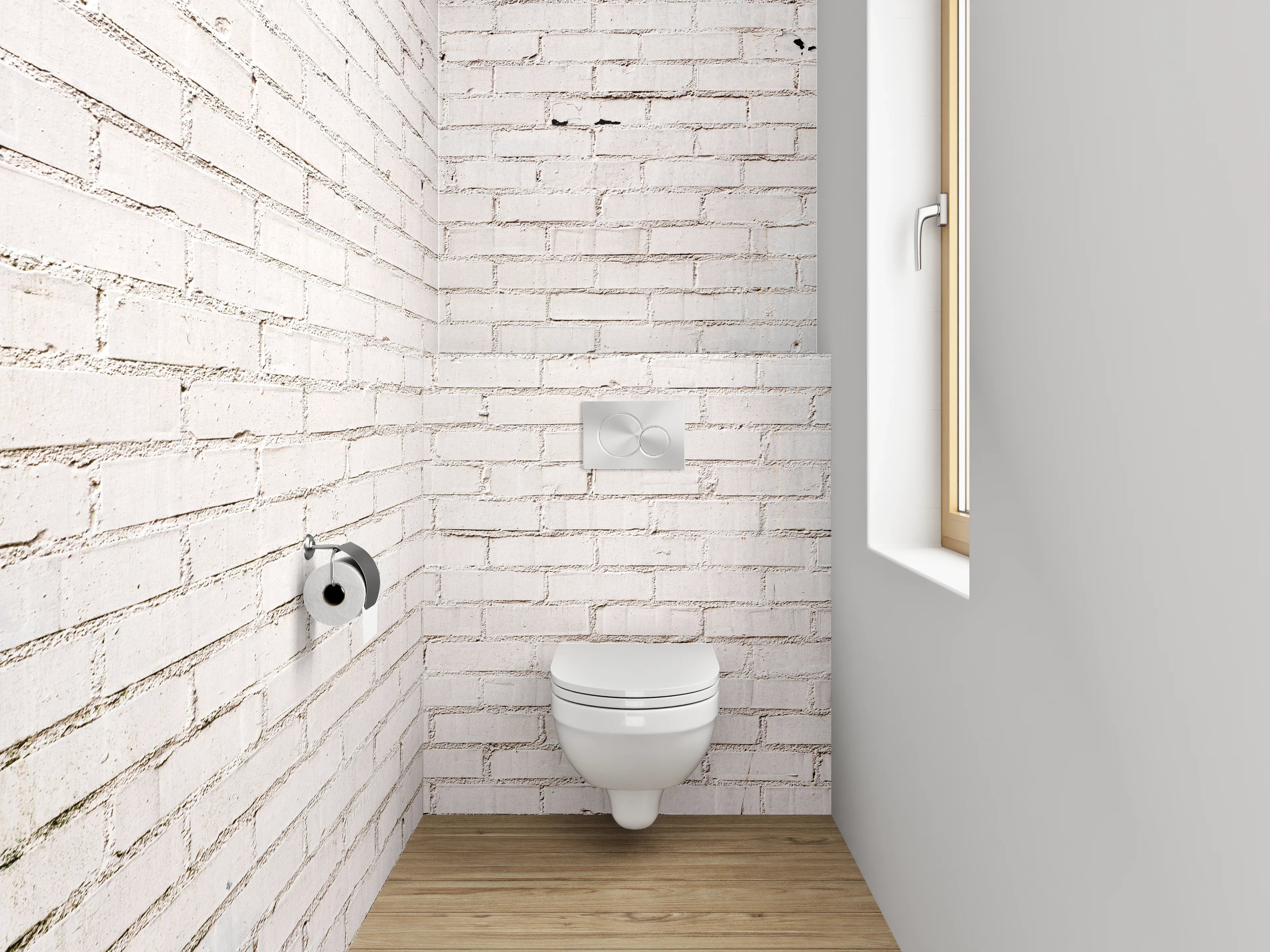 WC-Rückwand - Grauweißer Ziegel Purismus
