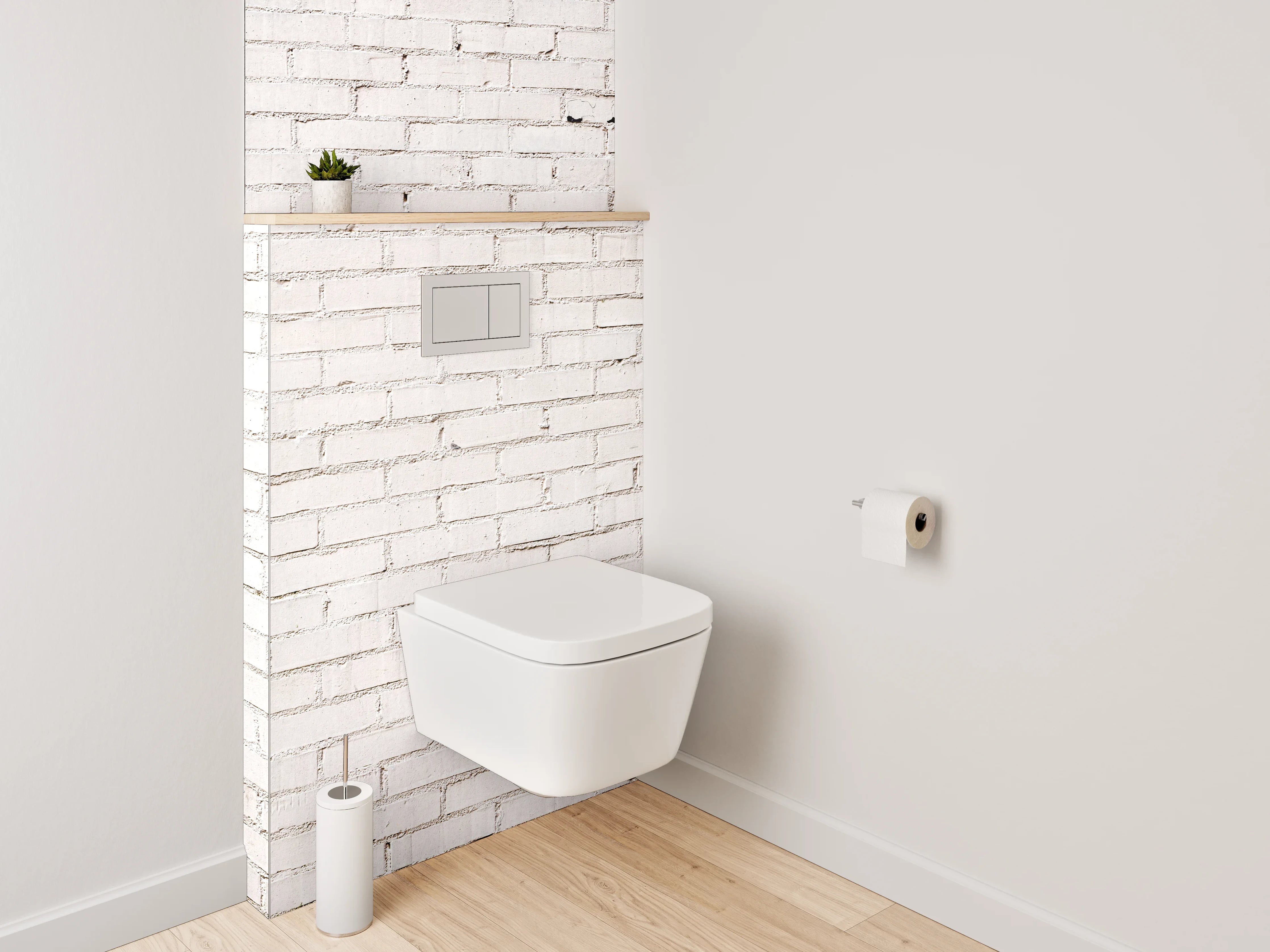 WC-Rückwand - Grauweißer Ziegel Purismus