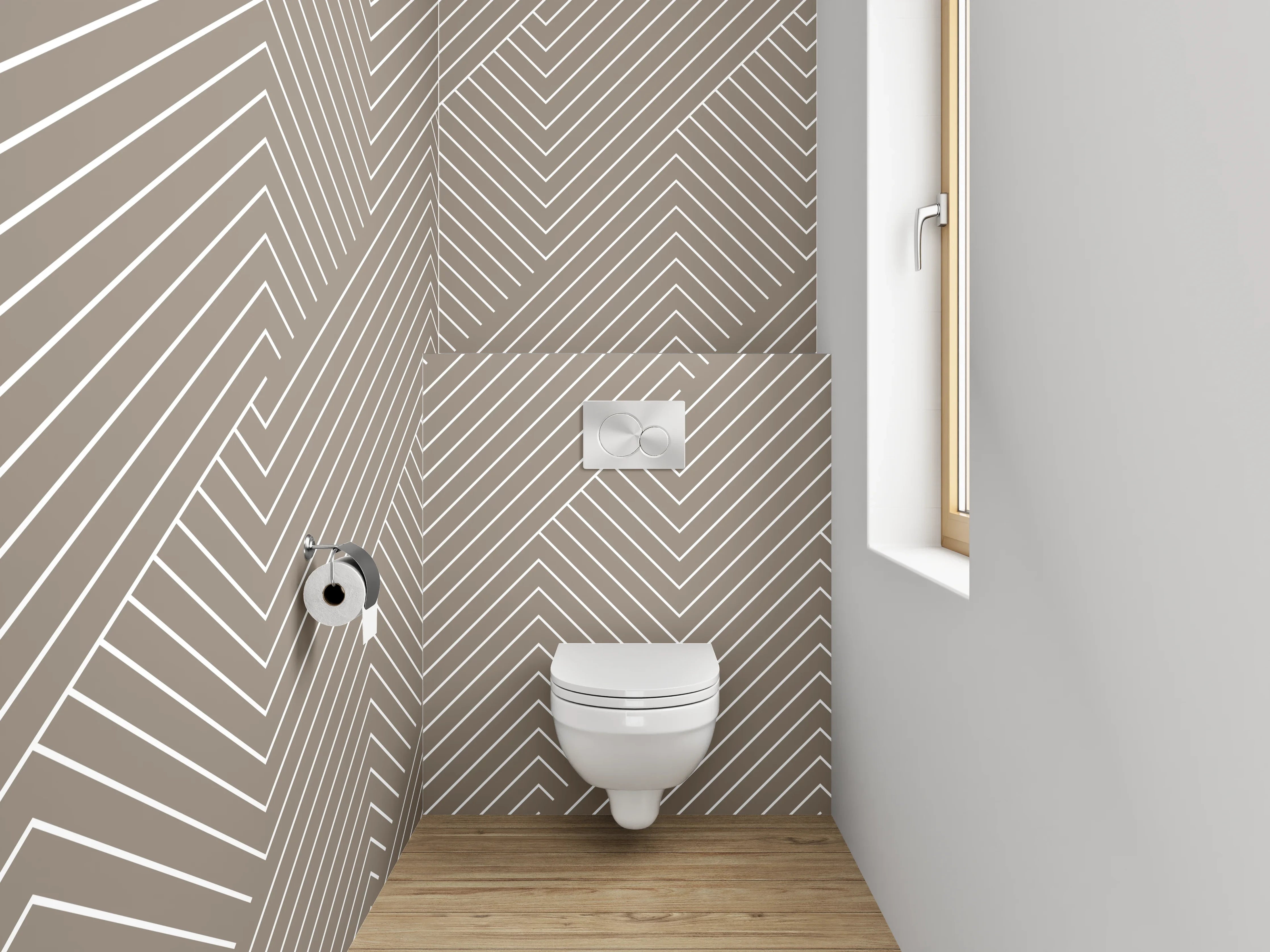 WC-Rückwand - Grauweißes Liniengeflecht im modernen Stil