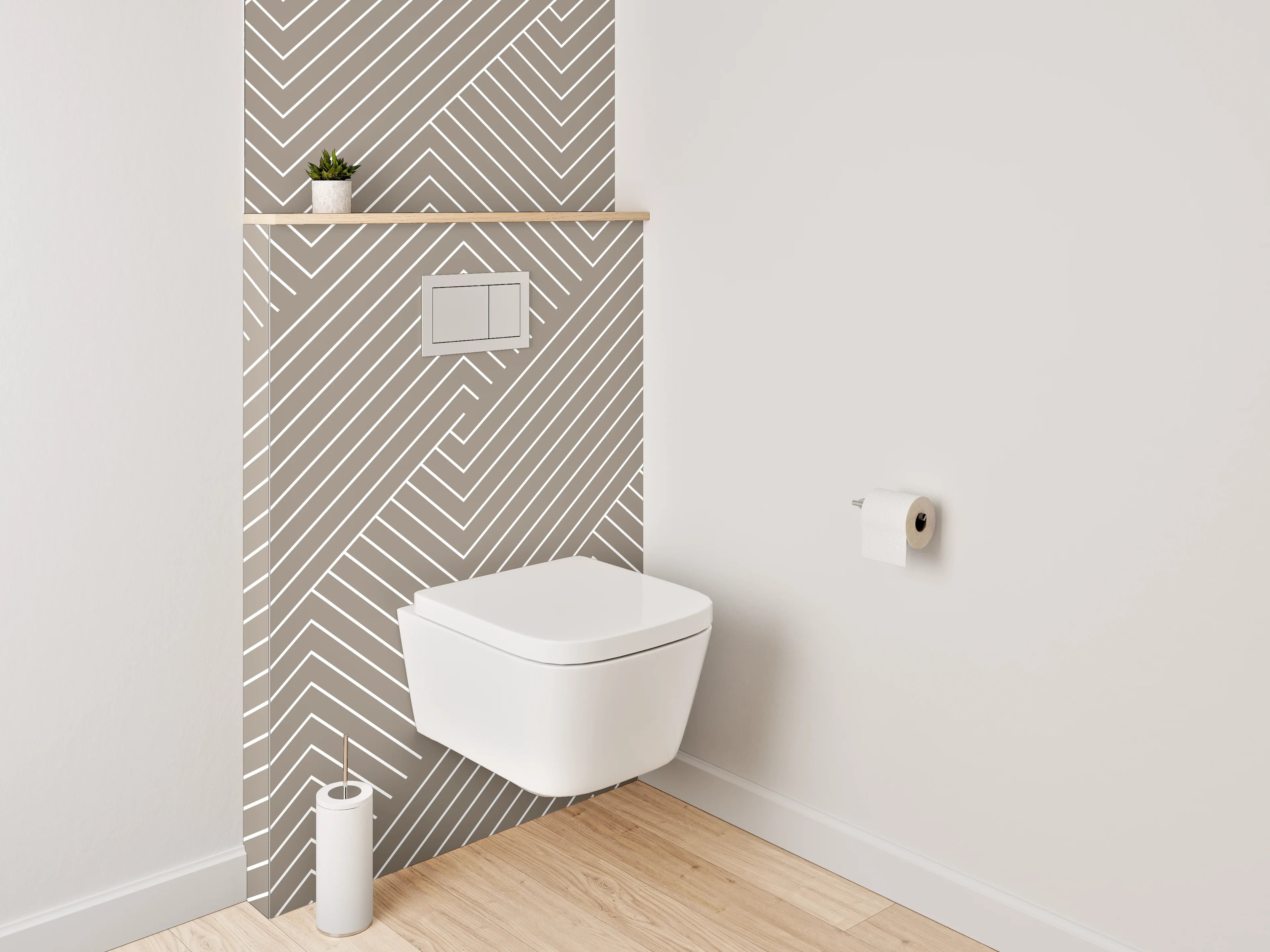 WC-Rückwand - Grauweißes Liniengeflecht im modernen Stil