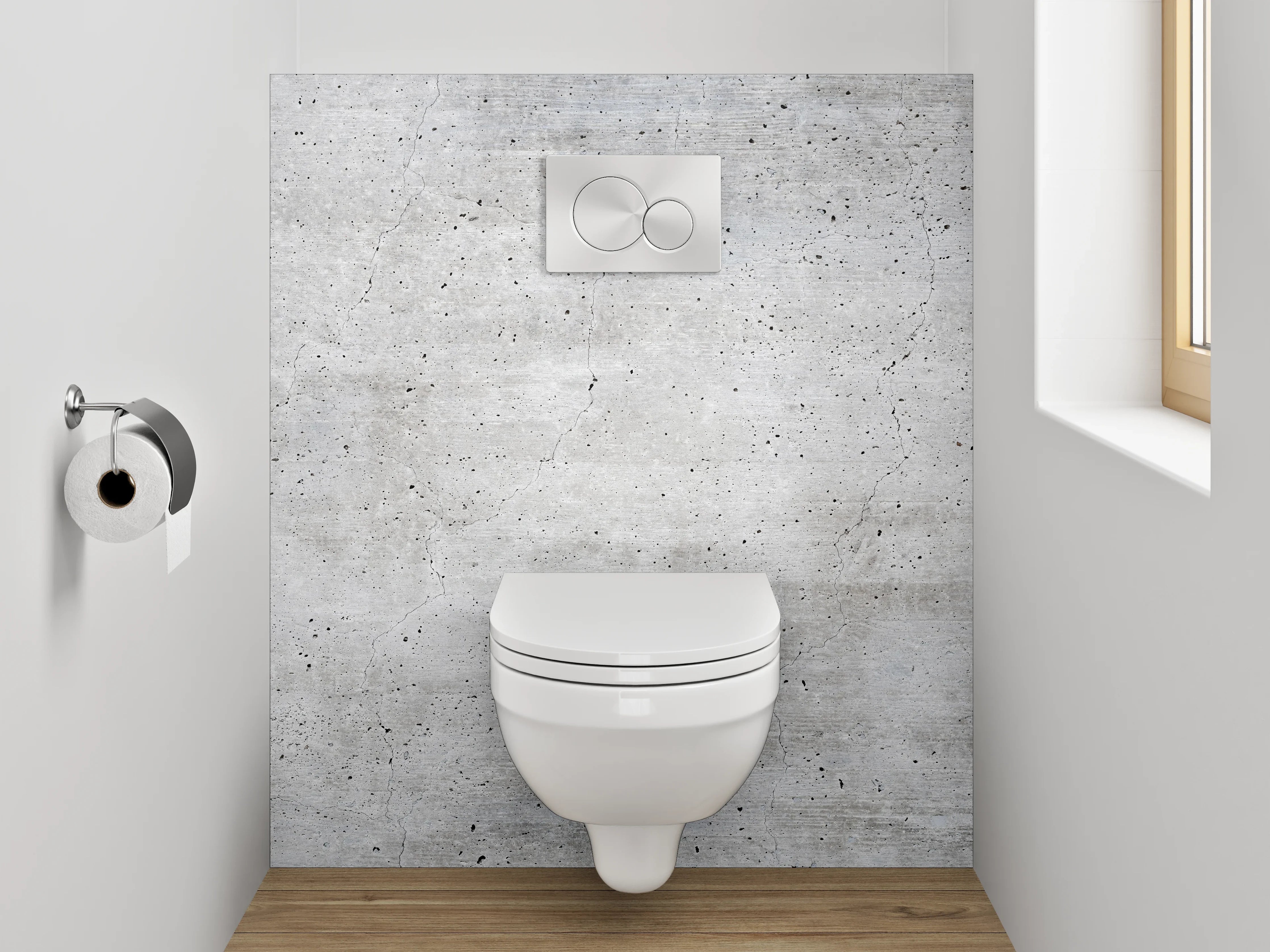 WC-Rückwand - Grauweißes Minimalismus-Flair in Beton